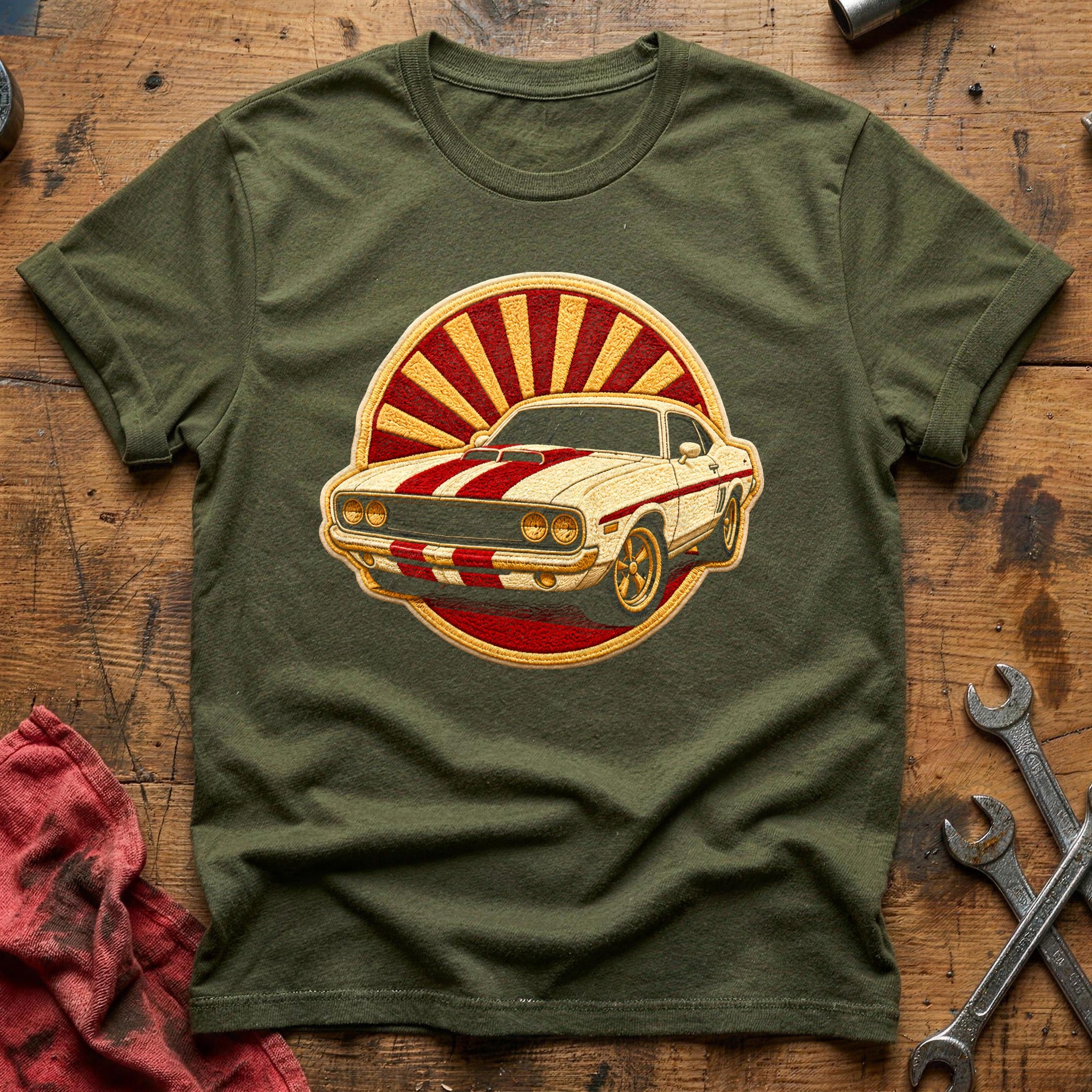 Embroidered Muscle 48 T-Shirt - Military Green