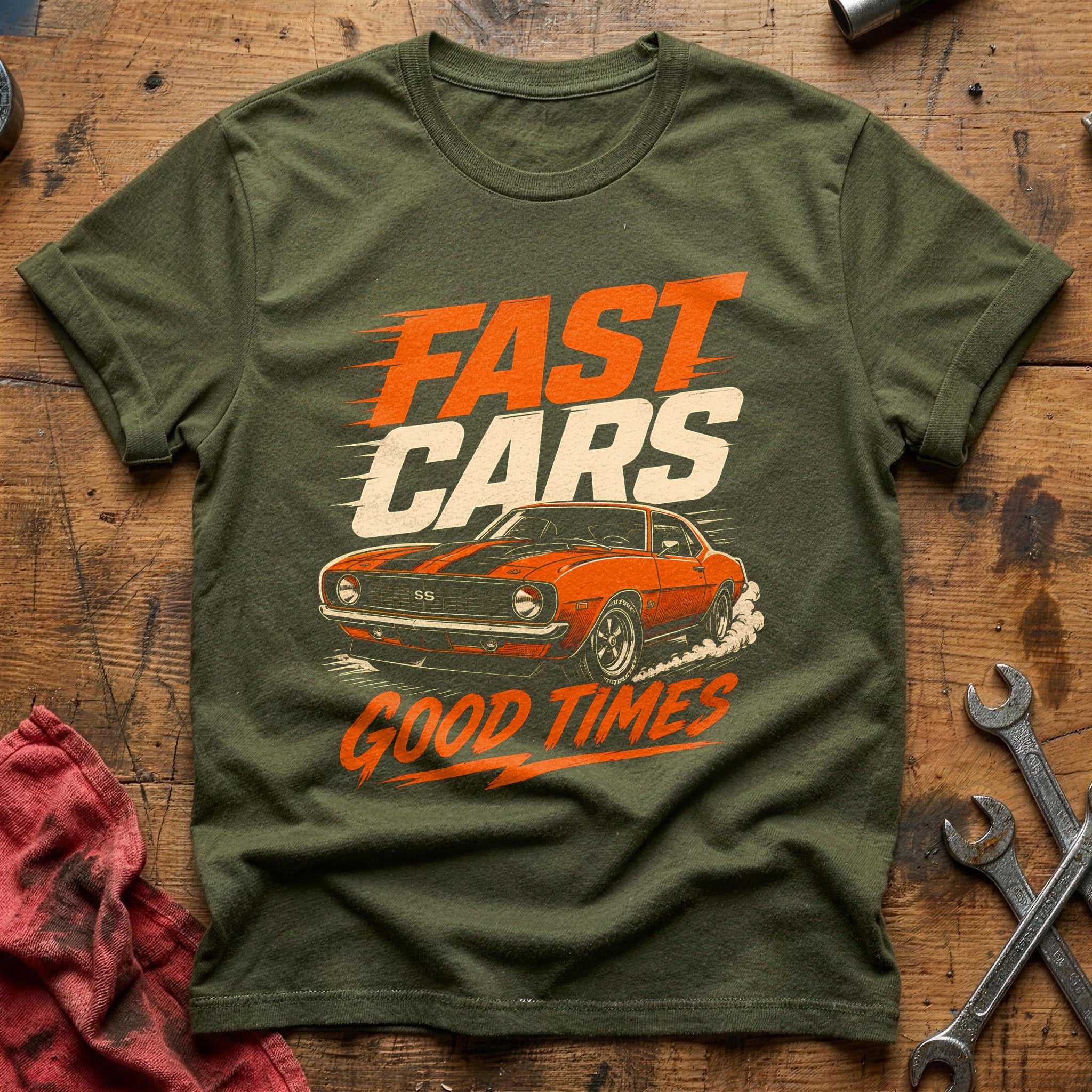 Fast Cars Good Times T-Shirt - Military Green