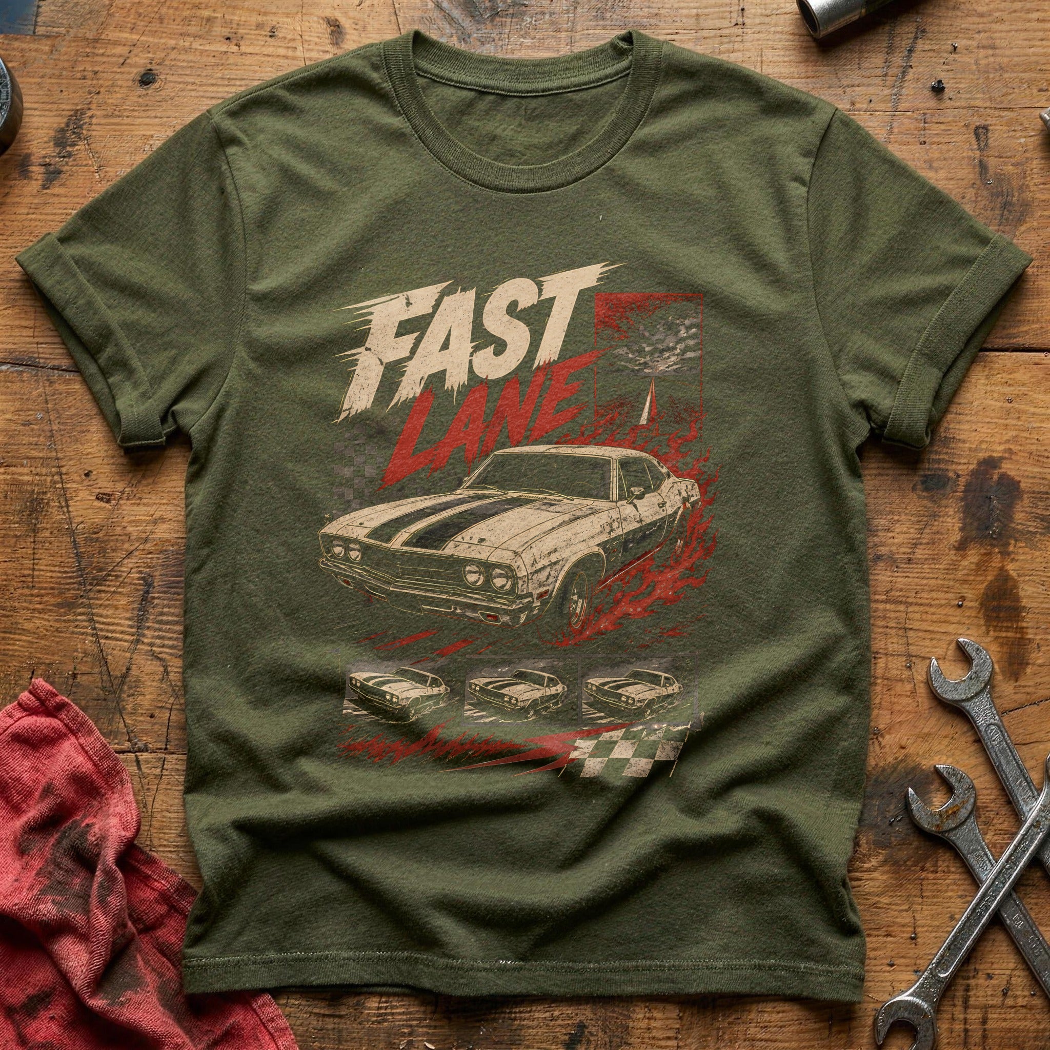 Fast Lane Legend T-Shirt - Military Green