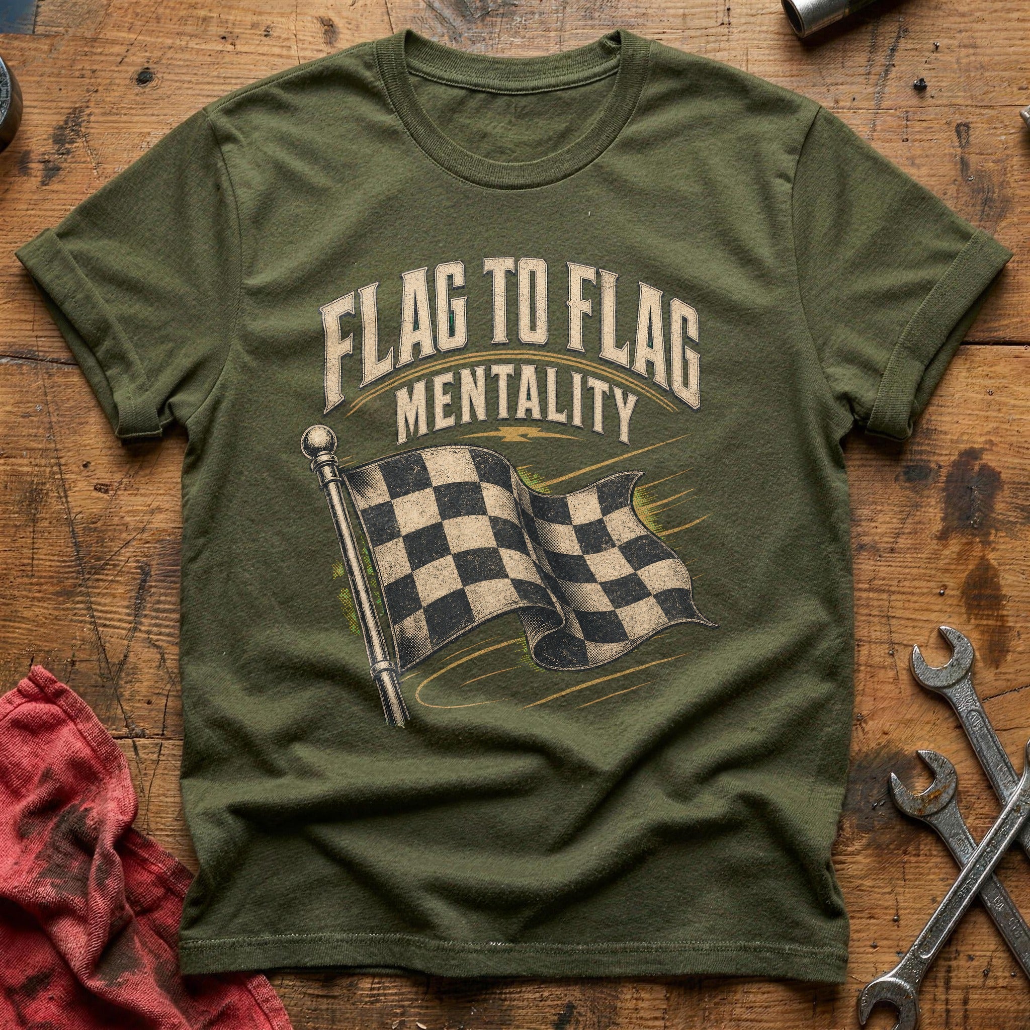 Flag to Flag Mentality T-Shirt - Military Green
