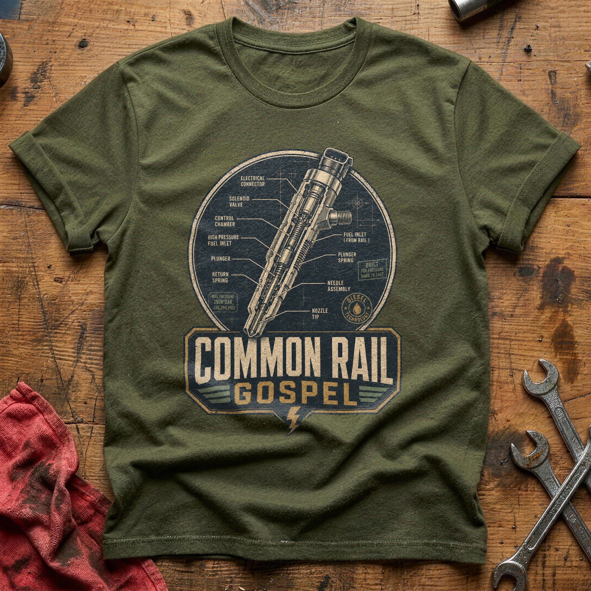 Fuel Injection Scripture T-Shirt - Military Green