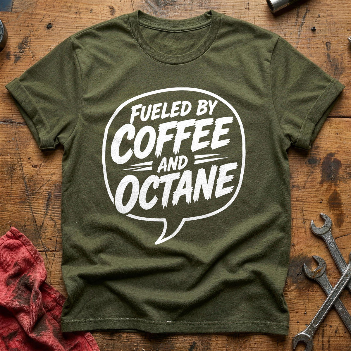 Fueled By Coffee And Octane 45 T-Shirt - Military Green