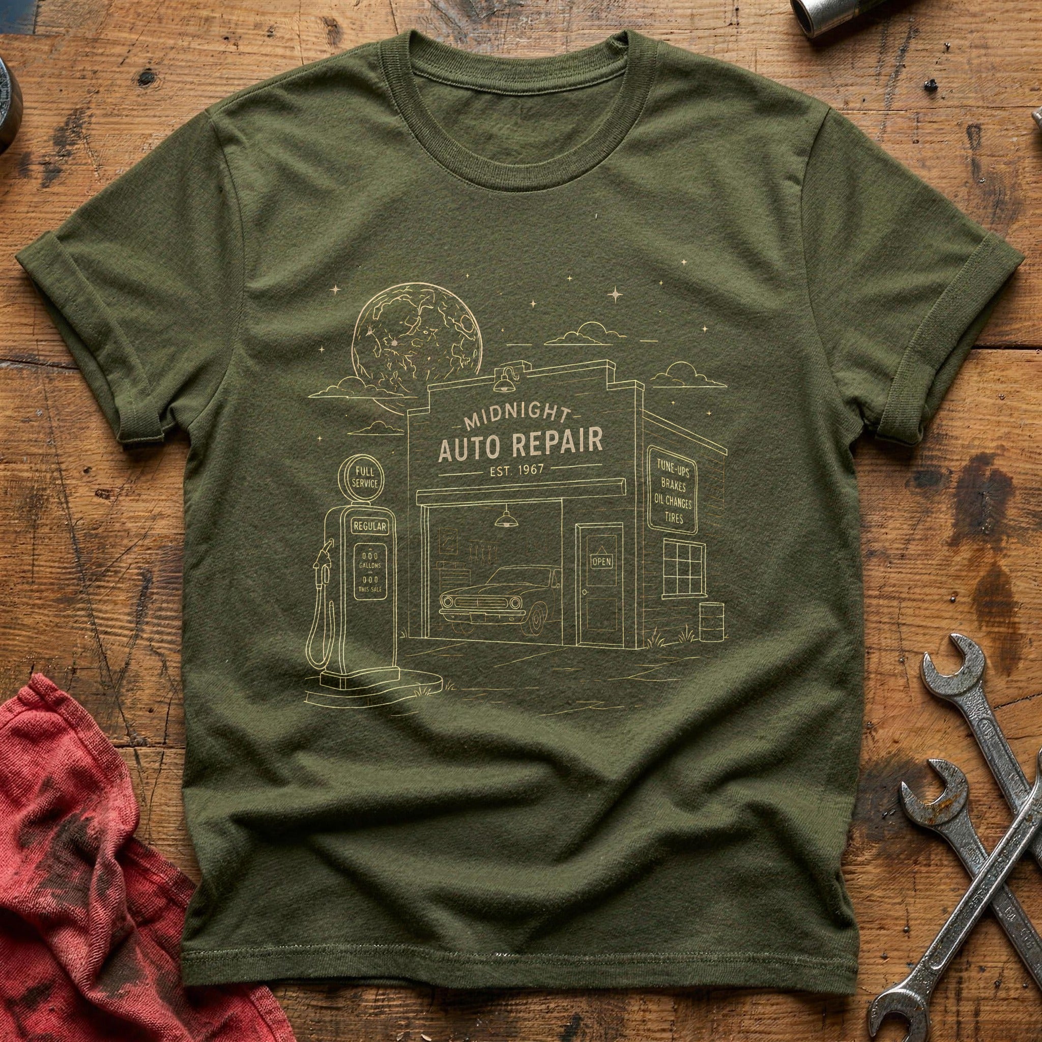 Garage Full Moon 47 T-Shirt - Military Green
