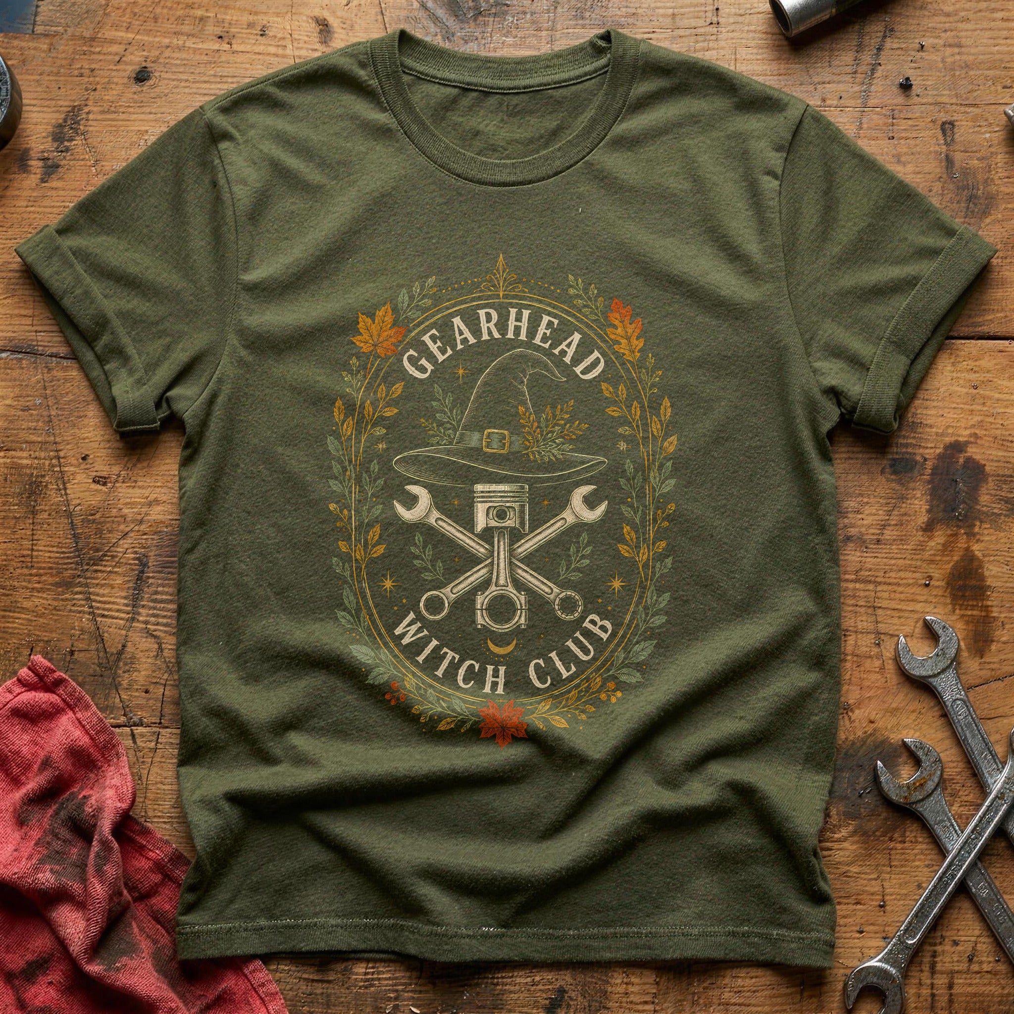 Gearhead Witch Club 43 T-Shirt - Military Green