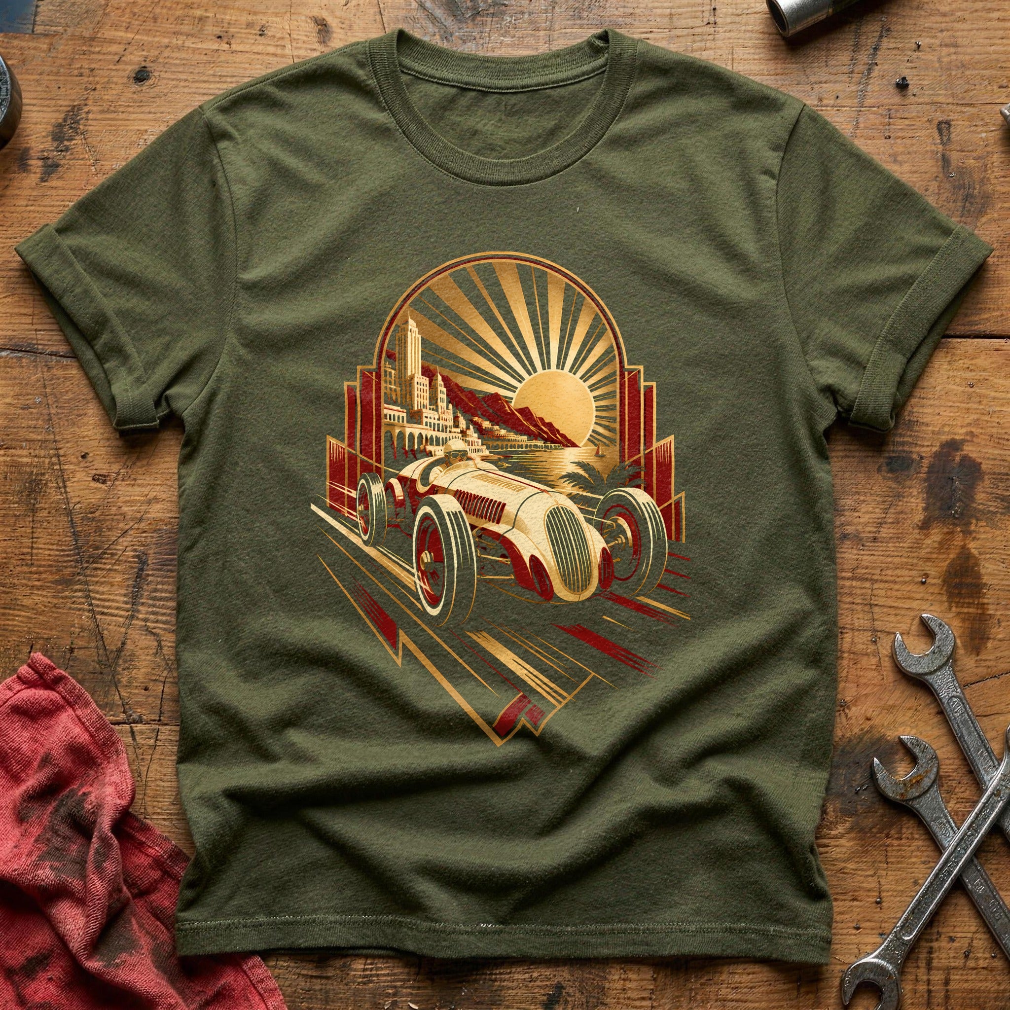 Golden Hour Racer T-Shirt - Military Green