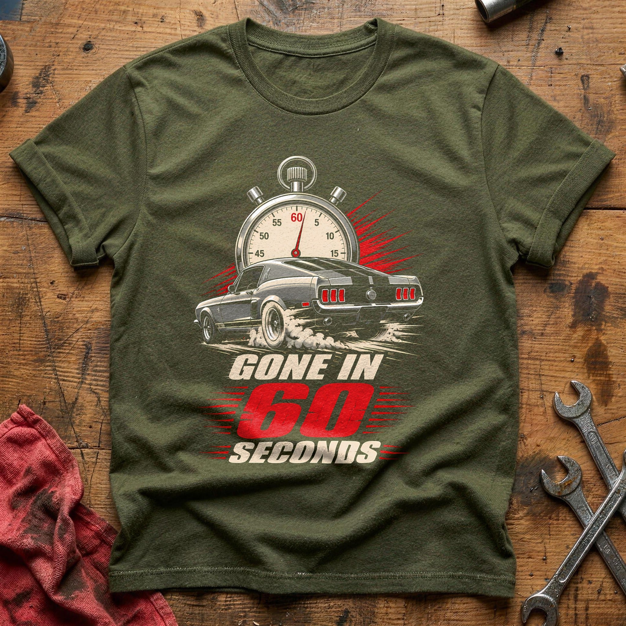 Gone In 60 Seconds 55 T-Shirt - Military Green