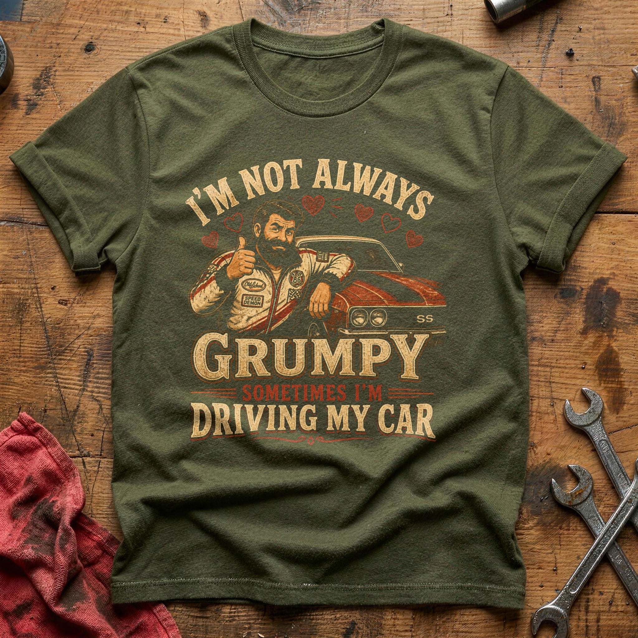 Grumpy & Gassed T-Shirt - Military Green