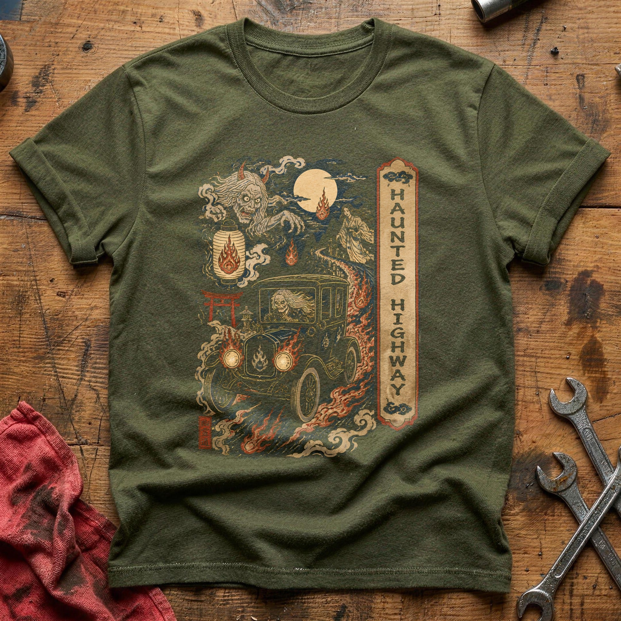 Haunted Highway 96 T-Shirt - Military Green
