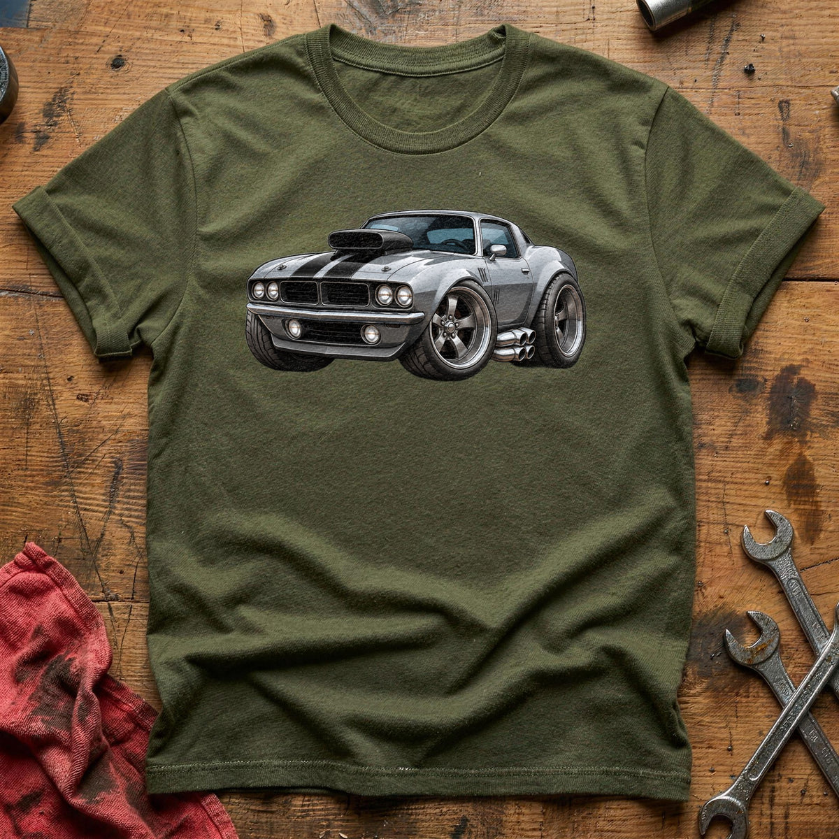 Heist Muscle Car 18 T-Shirt - Military Green