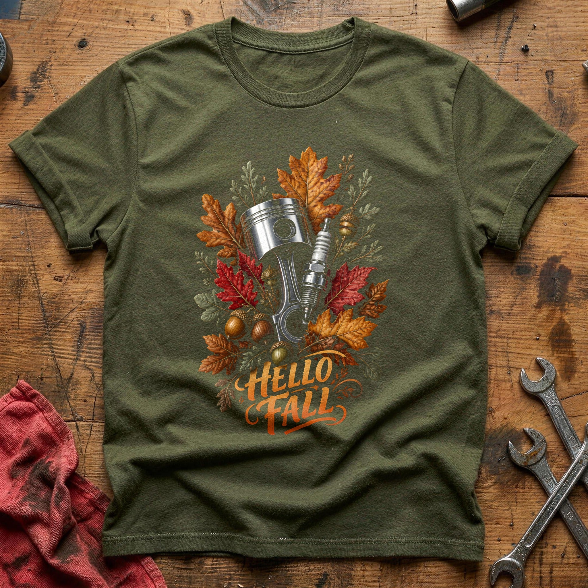 Hello Fall Piston Bouquet 39 T-Shirt - Military Green