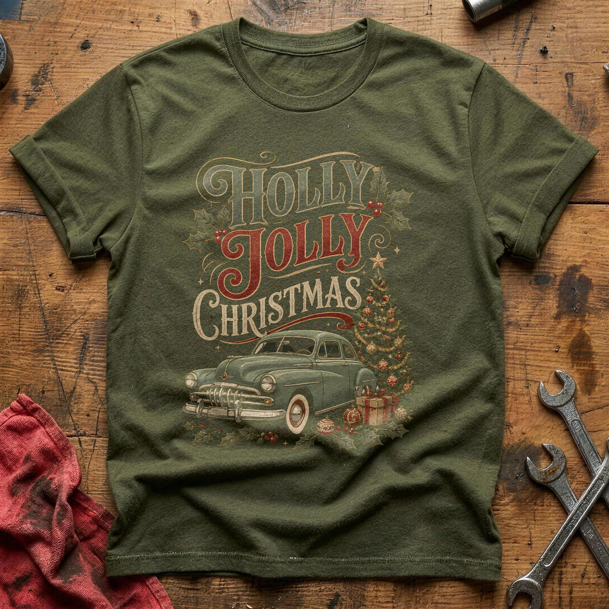 Holly Jolly Christmas 72 T-Shirt - Military Green