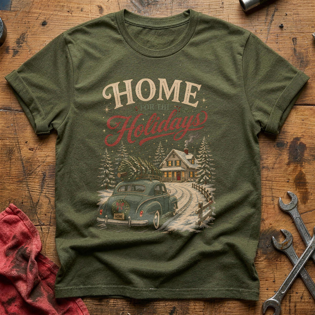 Home For The Holidays 70 T-Shirt - Military Green