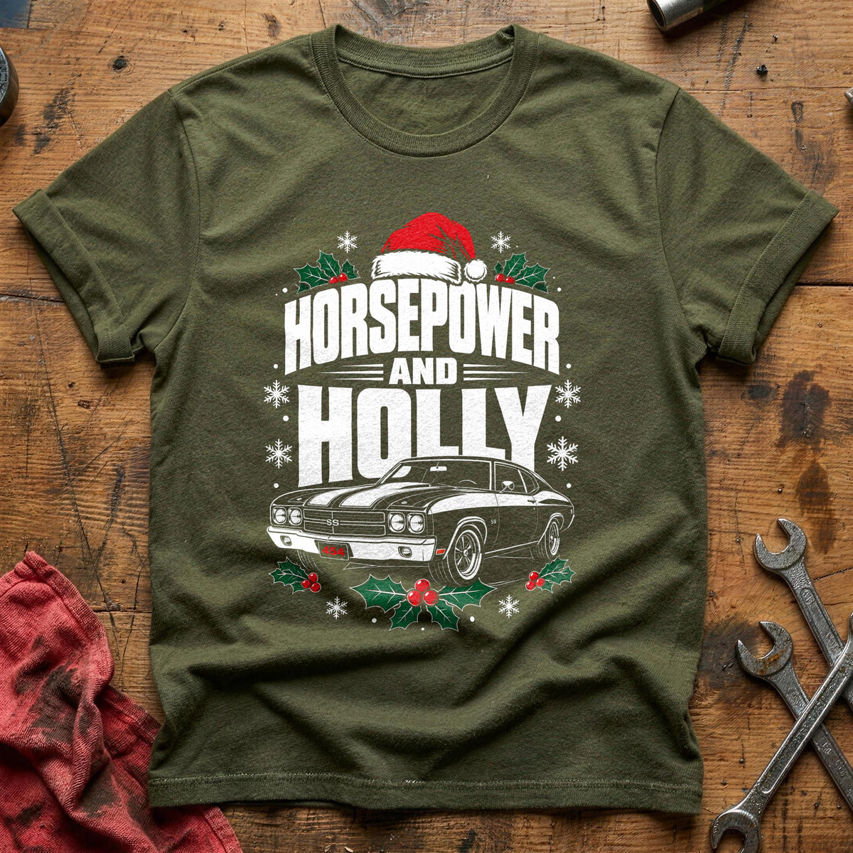 Horsepower And Holly 31 T-Shirt - Military Green