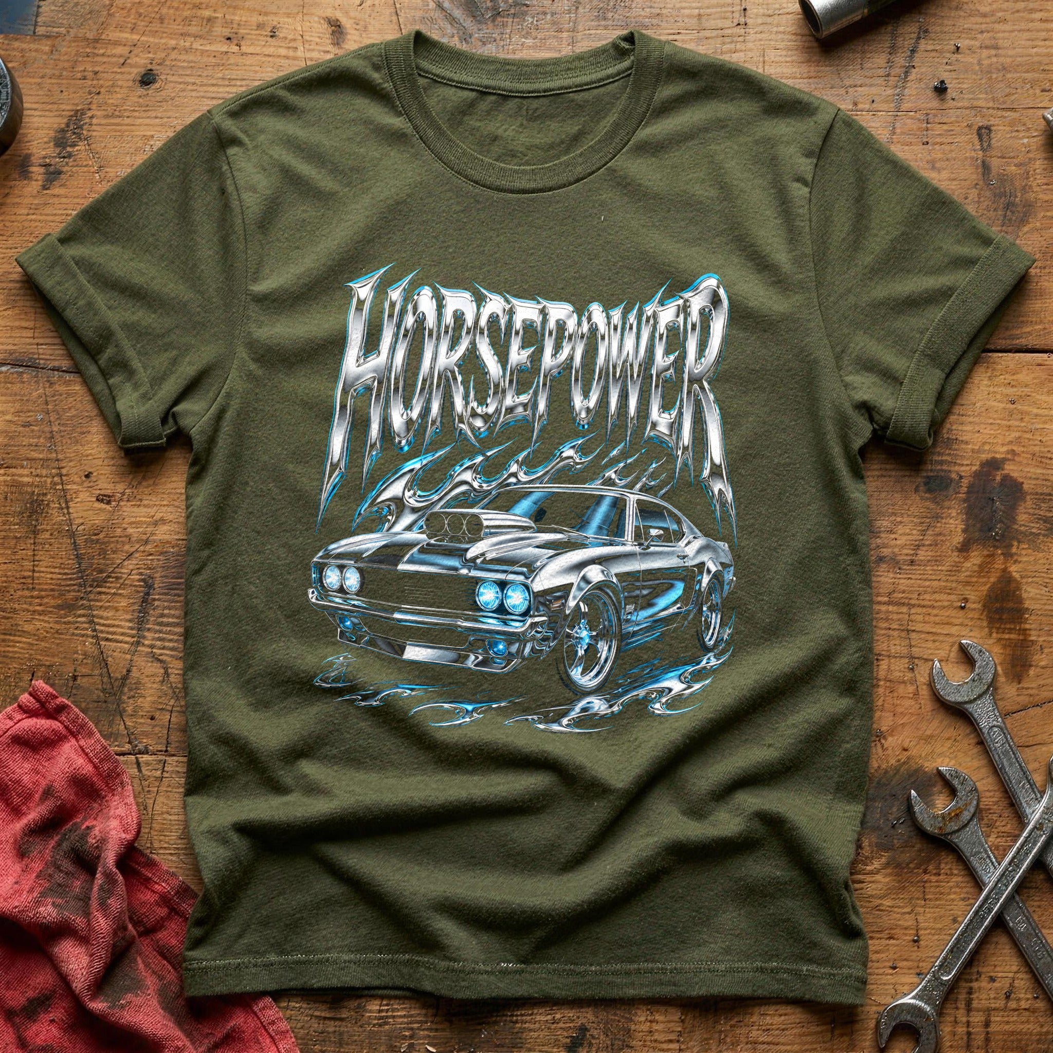 Horsepower Chrome Y2K 84 T-Shirt - Military Green