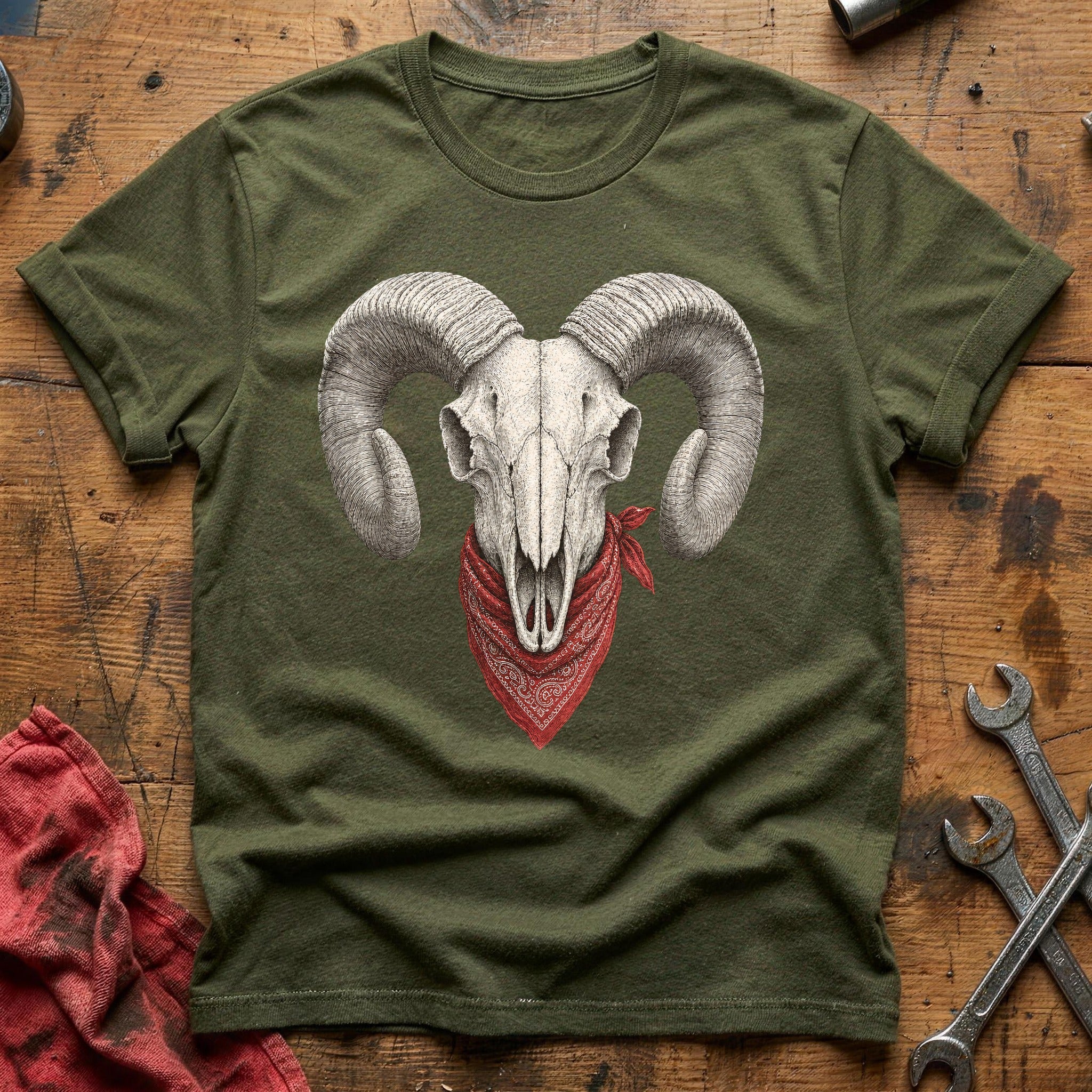 Horsepower Ram T-Shirt - Military Green