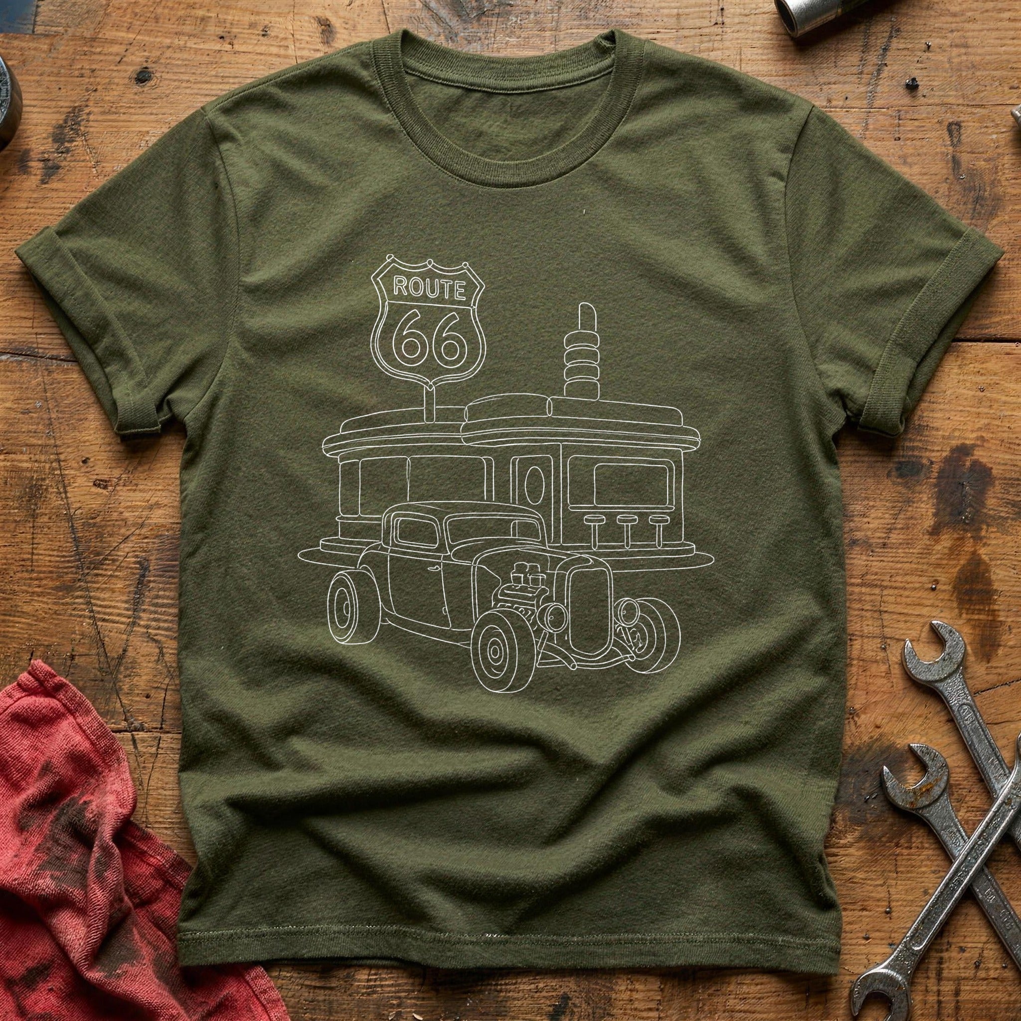 Hotrod Diner 21 T-Shirt - Military Green
