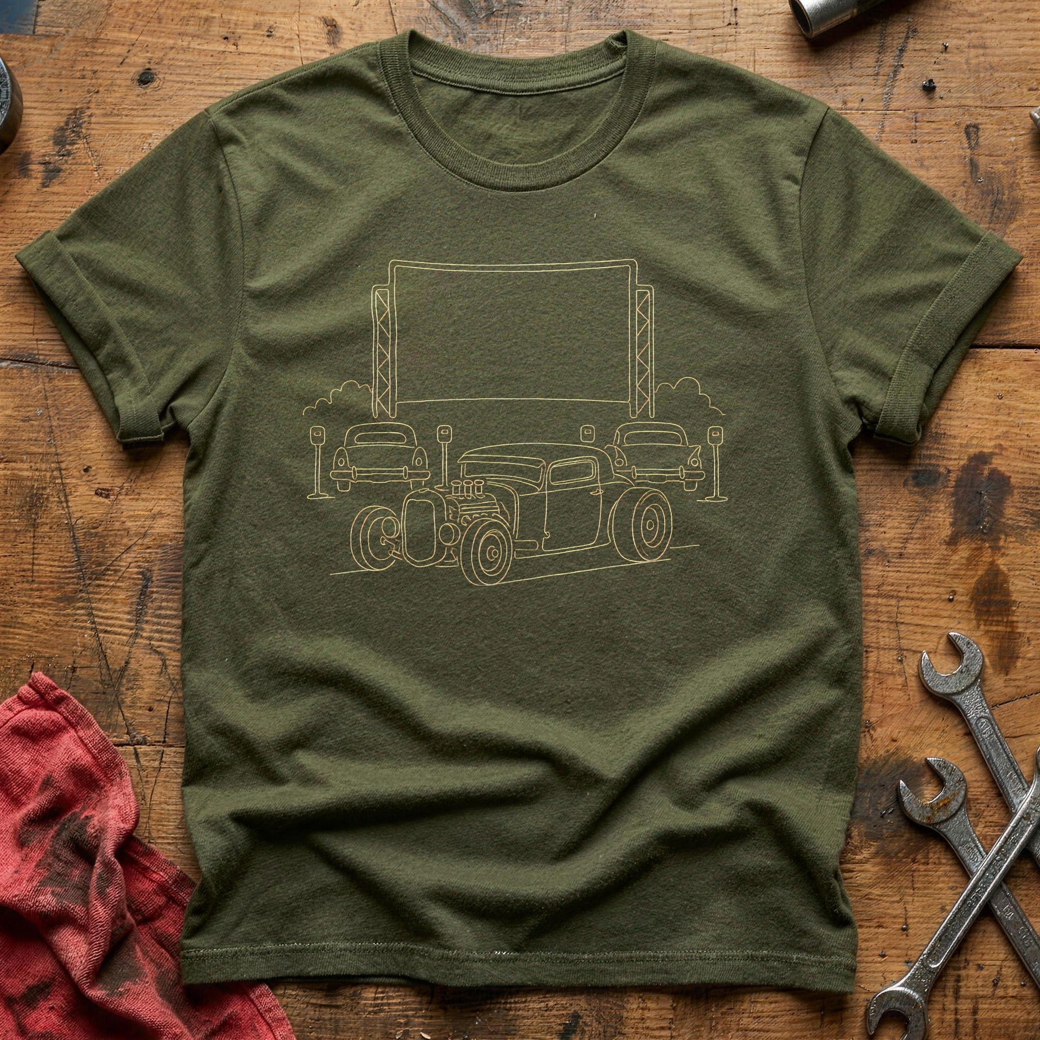 Hotrod Drivein 74 T-Shirt - Military Green