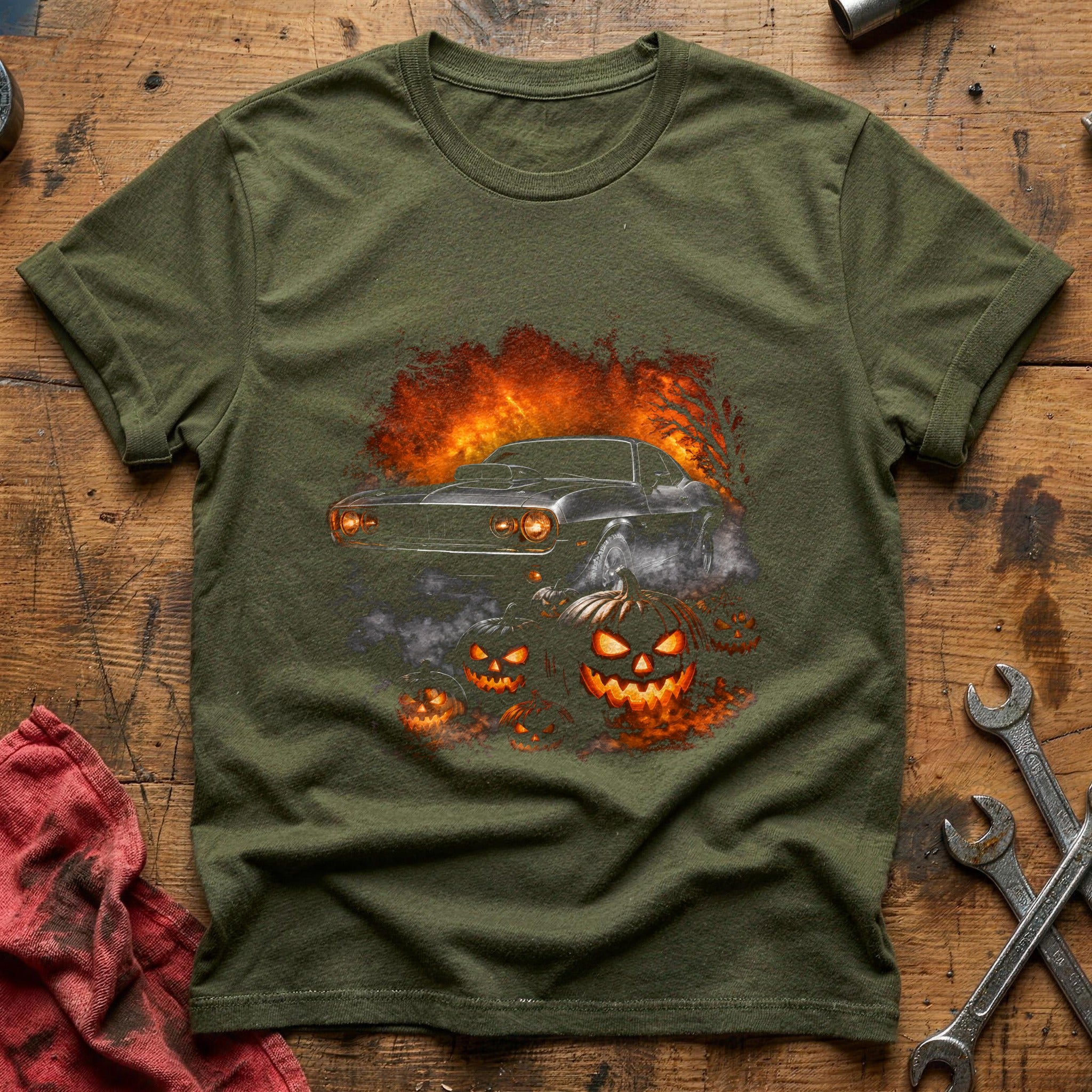 Hotrod Fog Jackolanterns 88 T-Shirt - Military Green