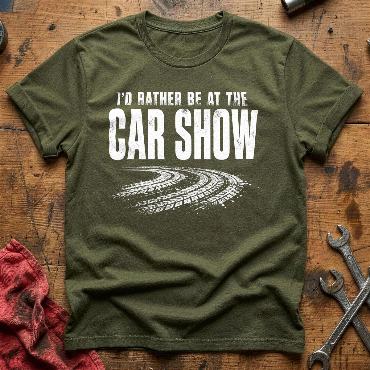 I'd Rather Be At The Car Show 85 T-Shirt - Military Green