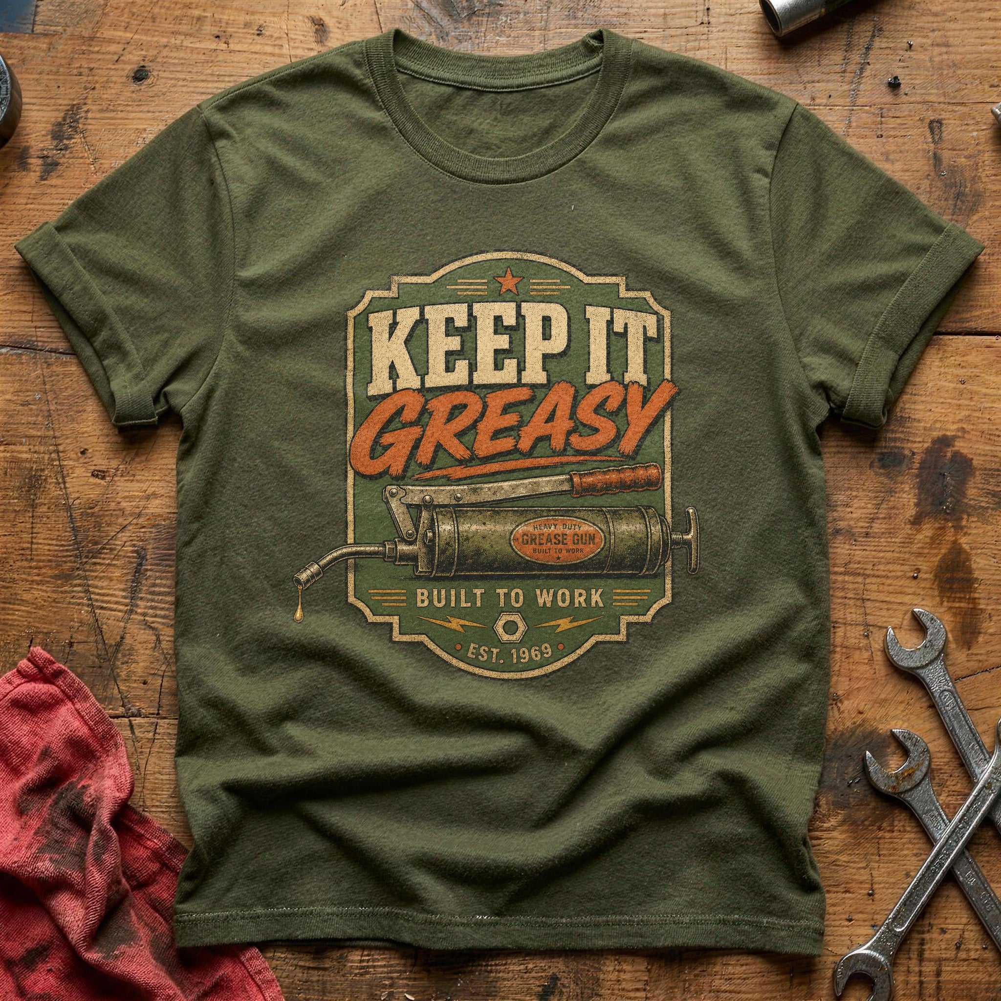 Keep It Greasy T-Shirt - Military Green