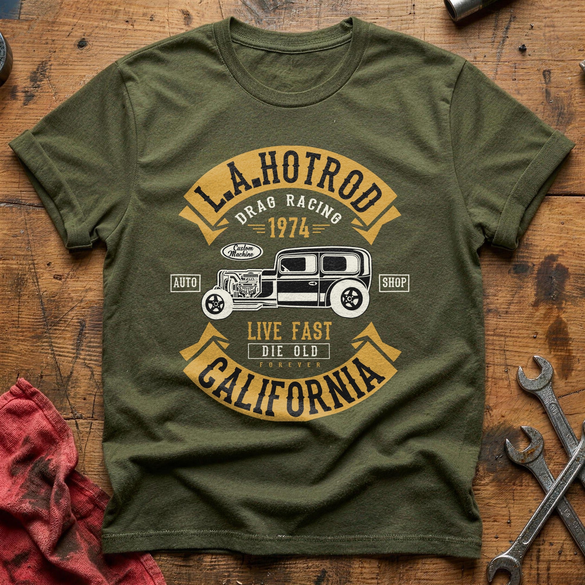 LA hotrod T-Shirt - Military Green