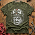 Leather & Goggles T-Shirt - Military Green