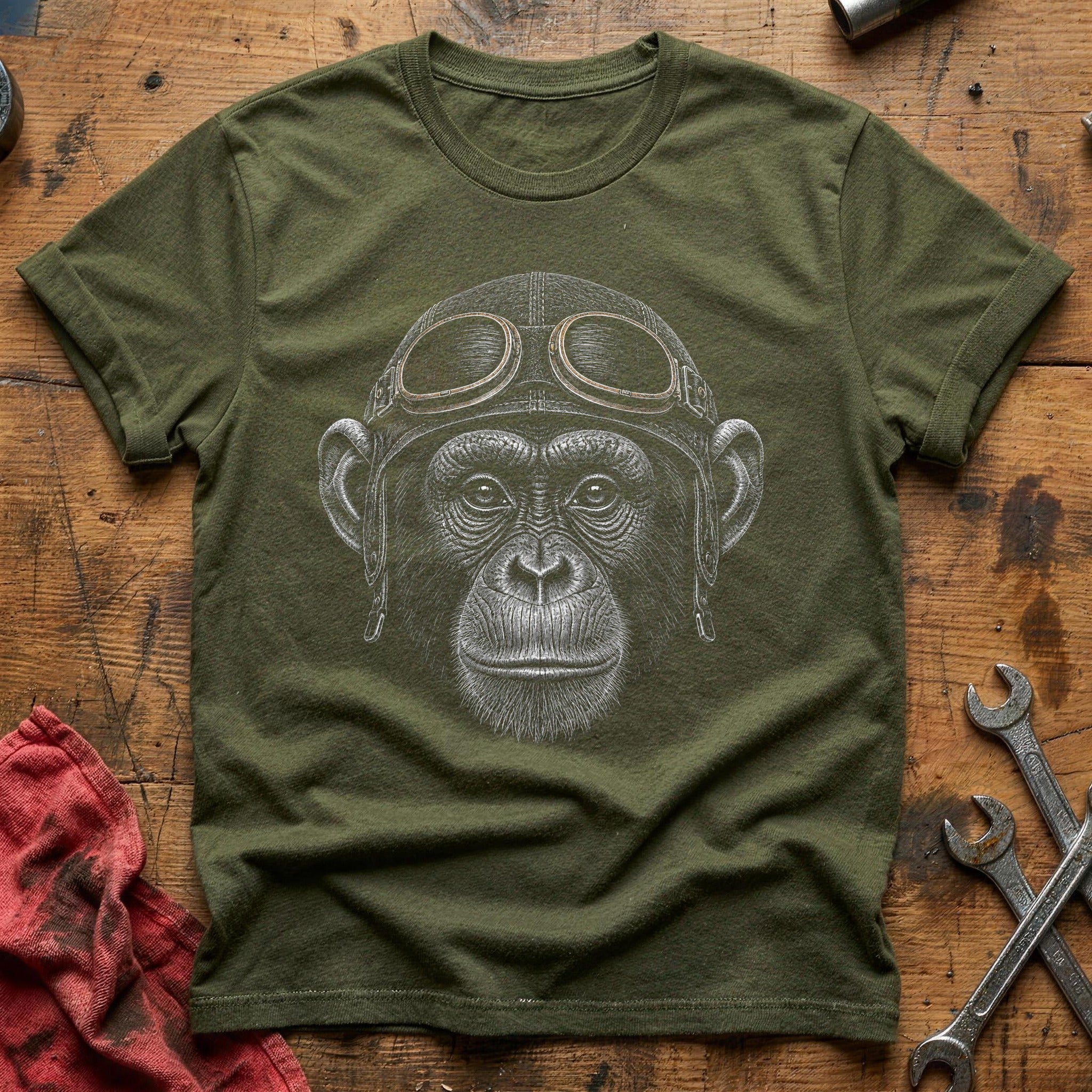 Leather & Liftoff T-Shirt - Military Green