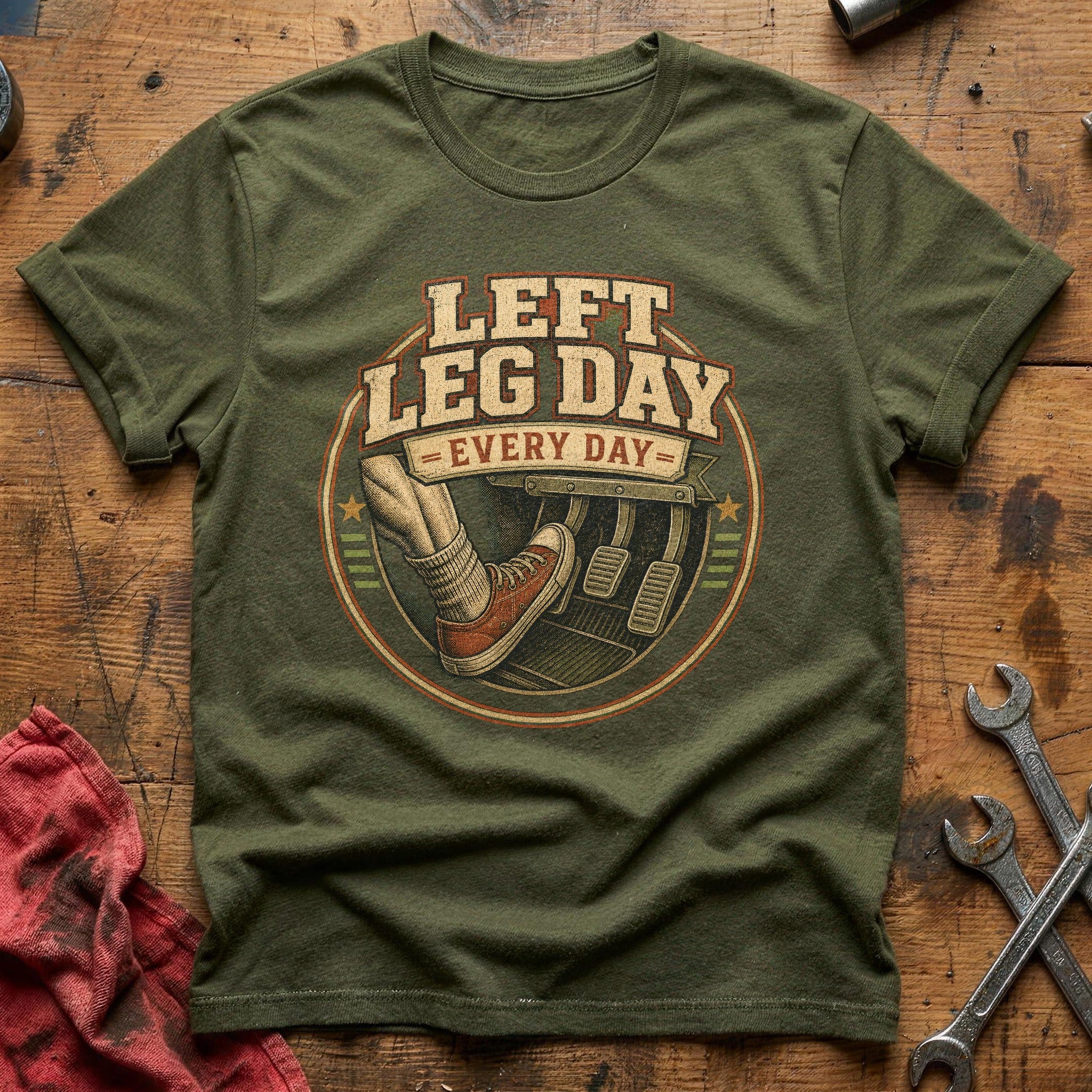 Left Leg Day T-Shirt - Military Green