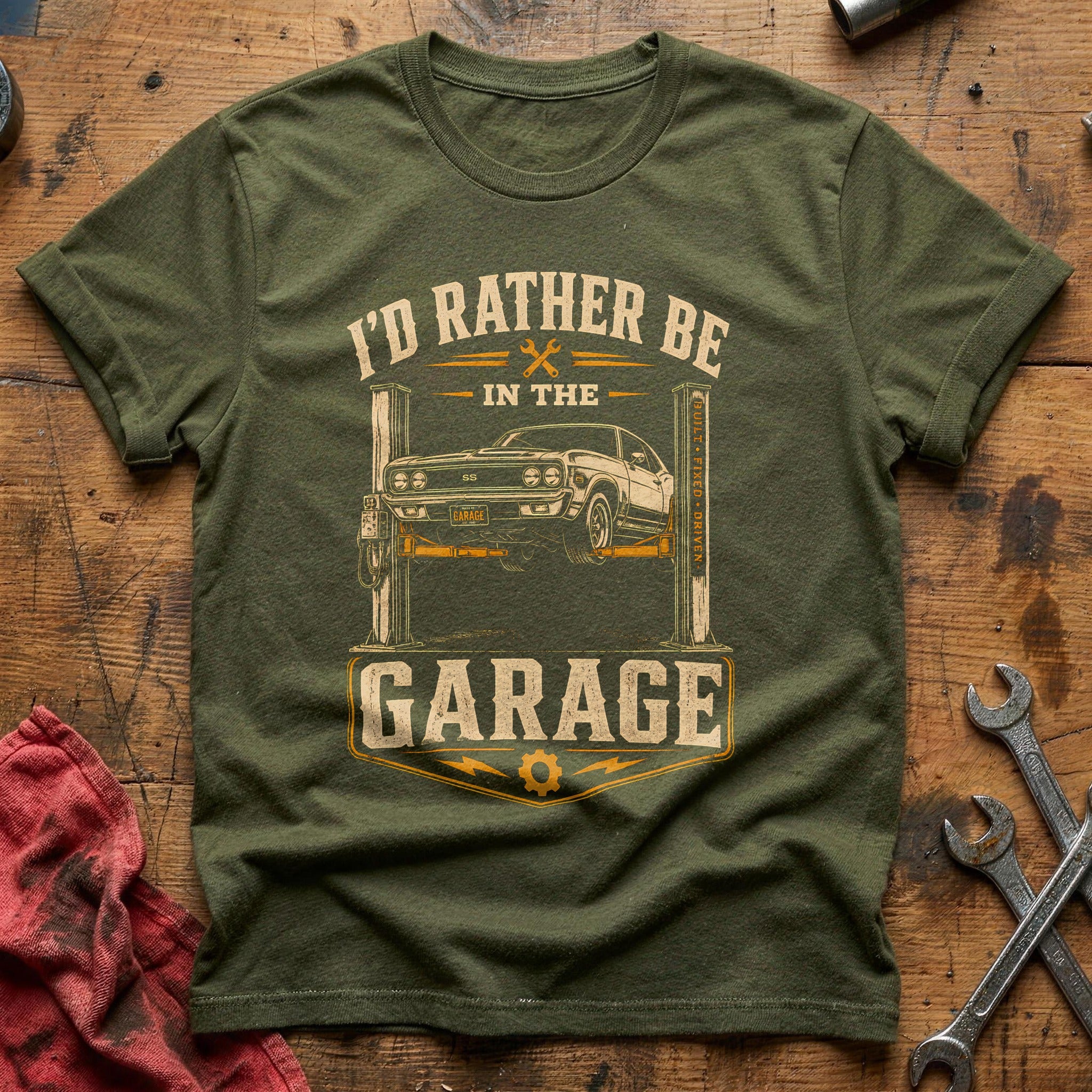 Lift Time Garage T-Shirt - Military Green