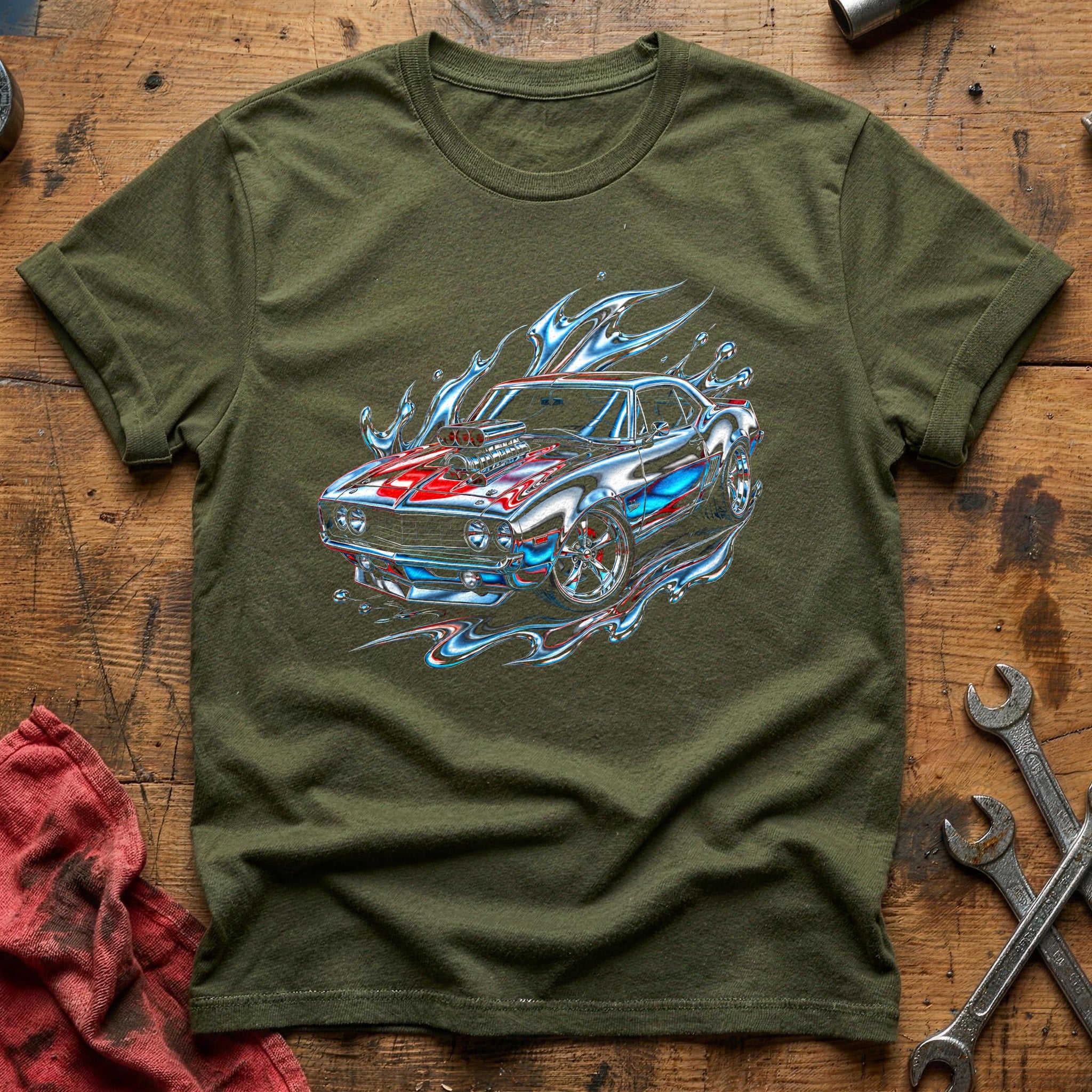 Liquid Chrome Muscle T-Shirt - Military Green