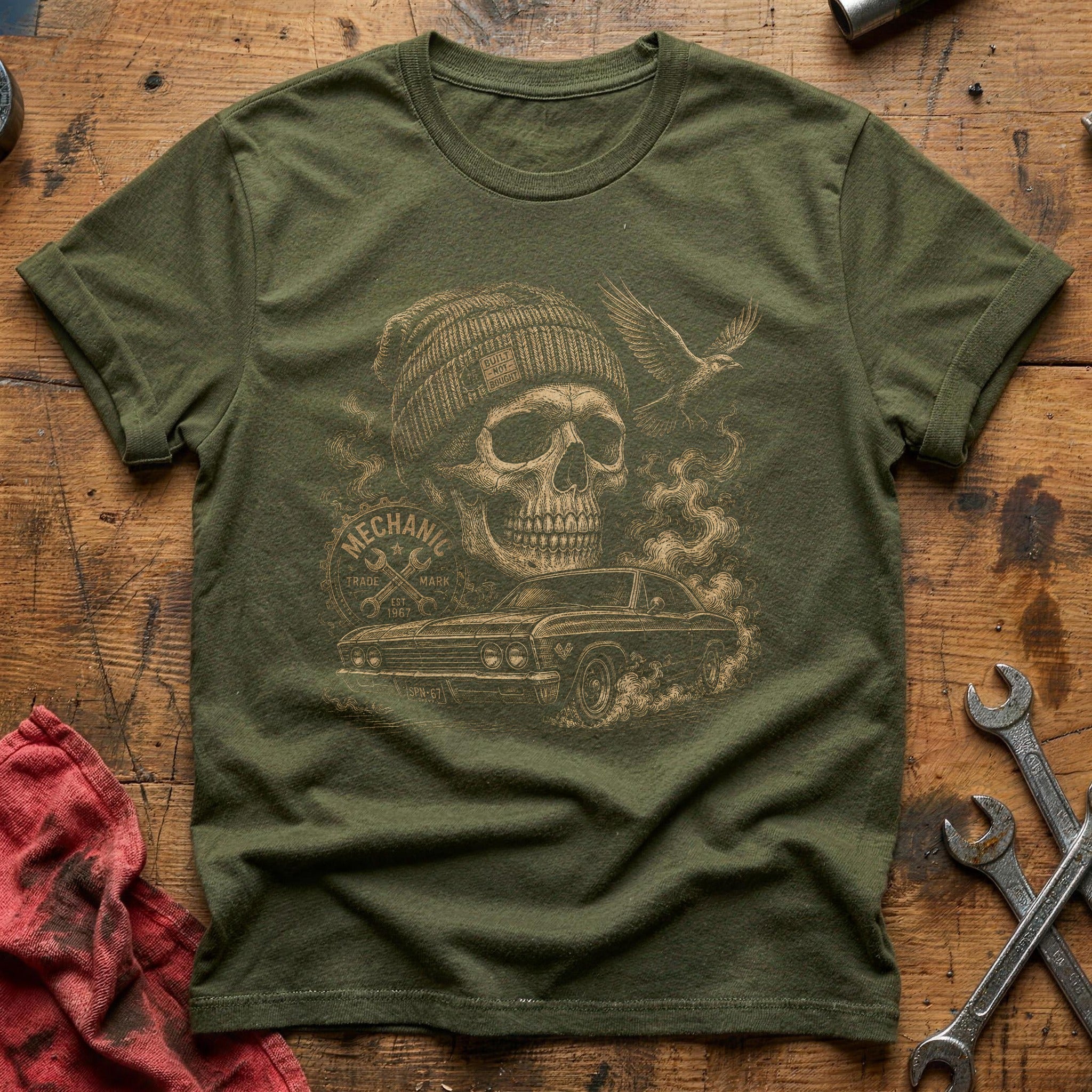 Mechanic's Bones T-Shirt - Military Green