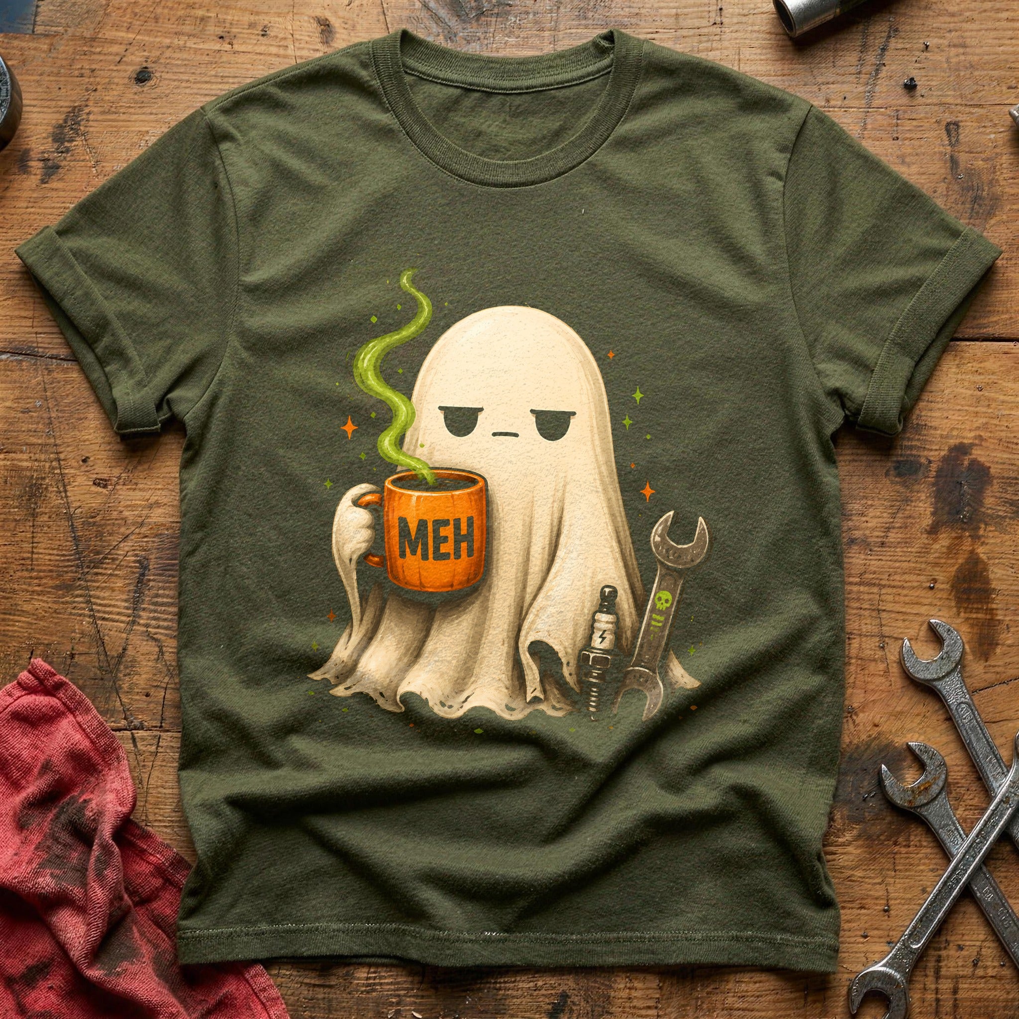 Meh Ghost Mug 92 T-Shirt - Military Green
