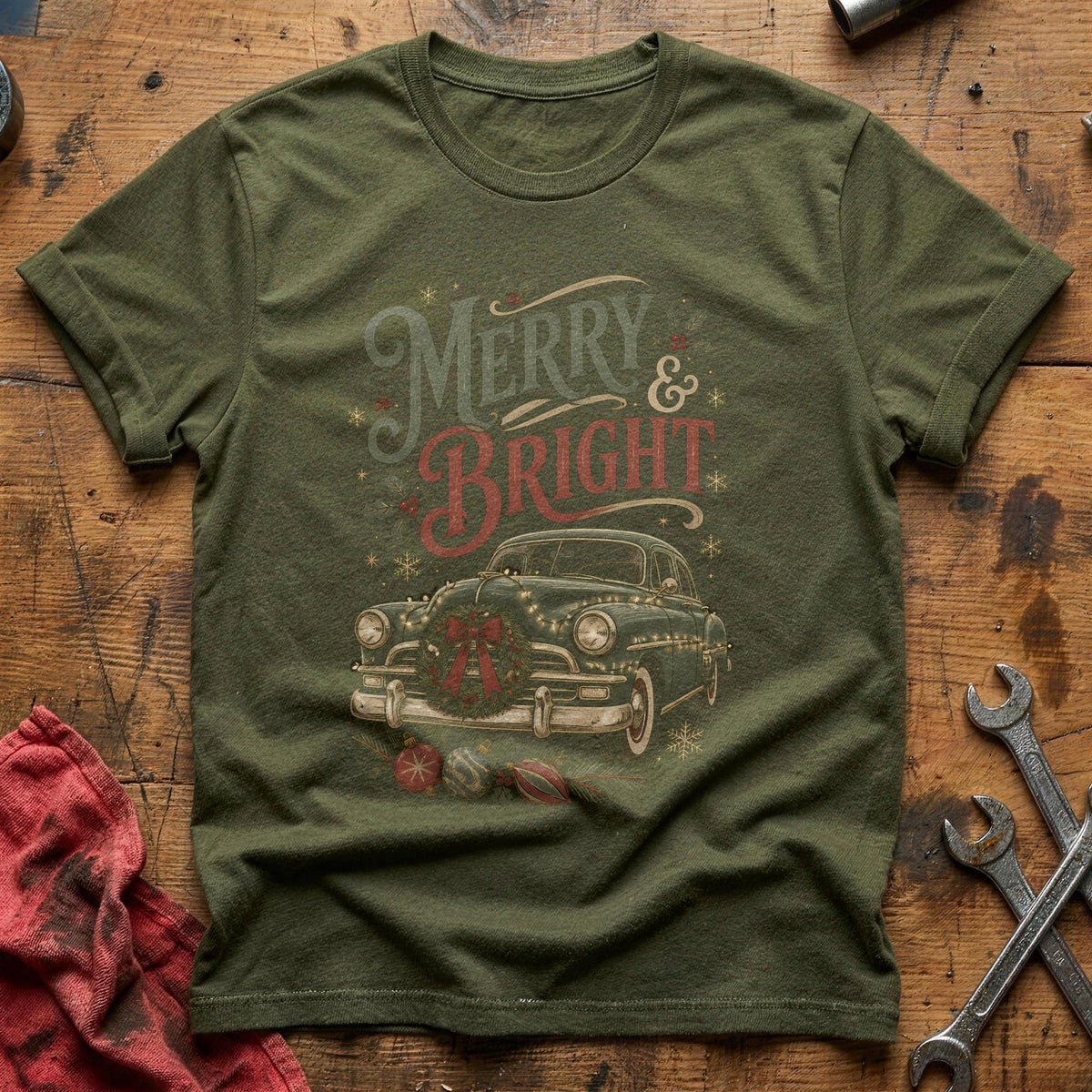 Merry And Bright 99 T-Shirt - Military Green