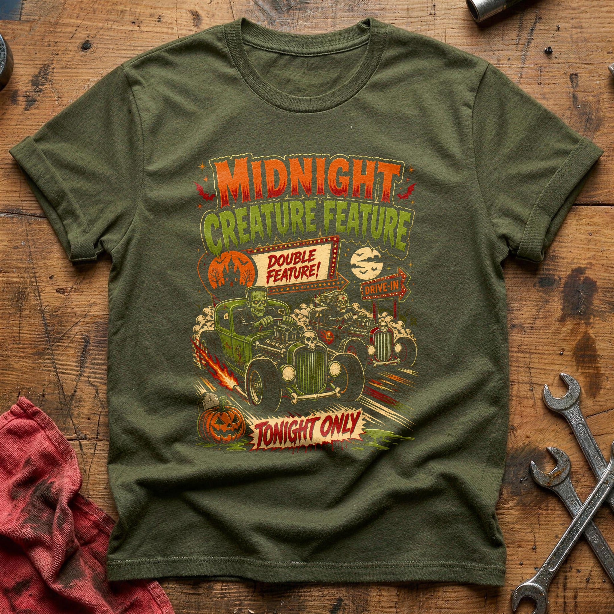 Midnight Creature Feature 88 T-Shirt - Military Green