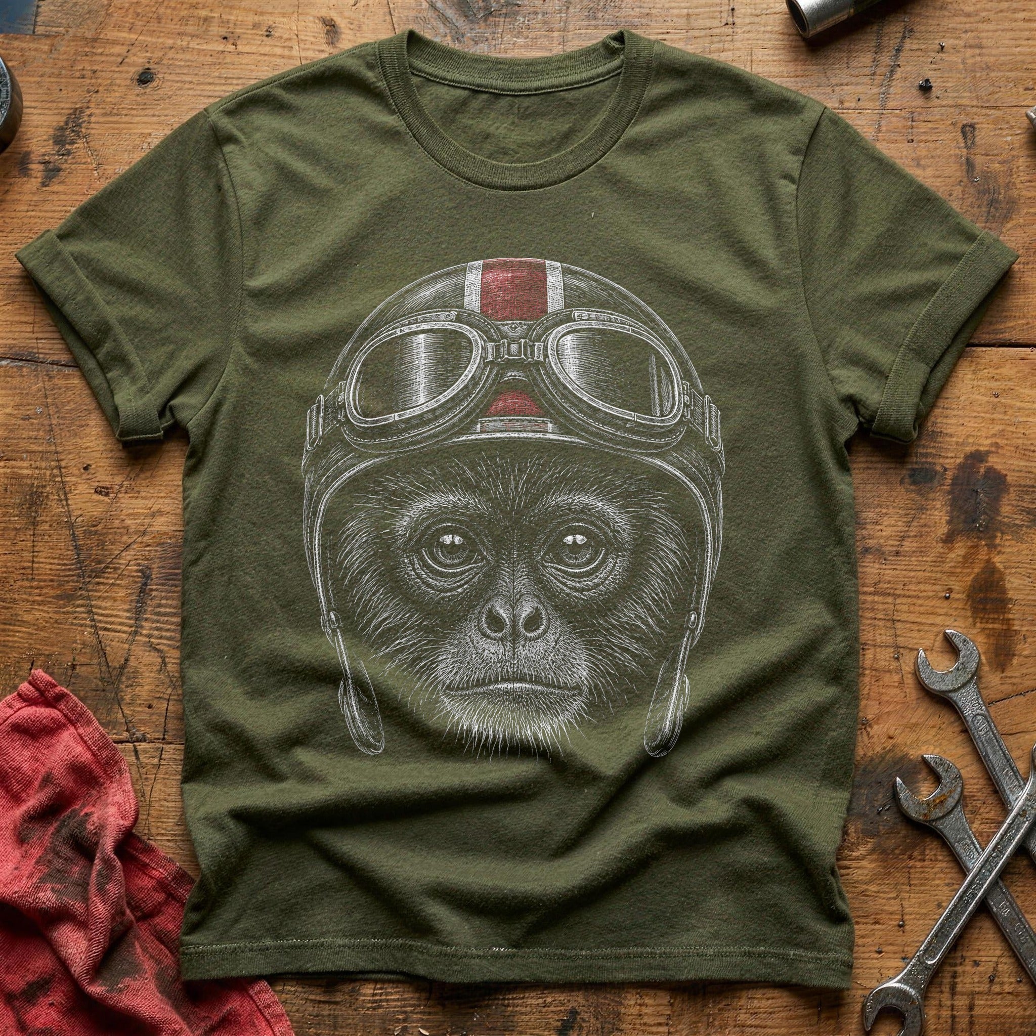 Monkey In Goggles - Military Green
