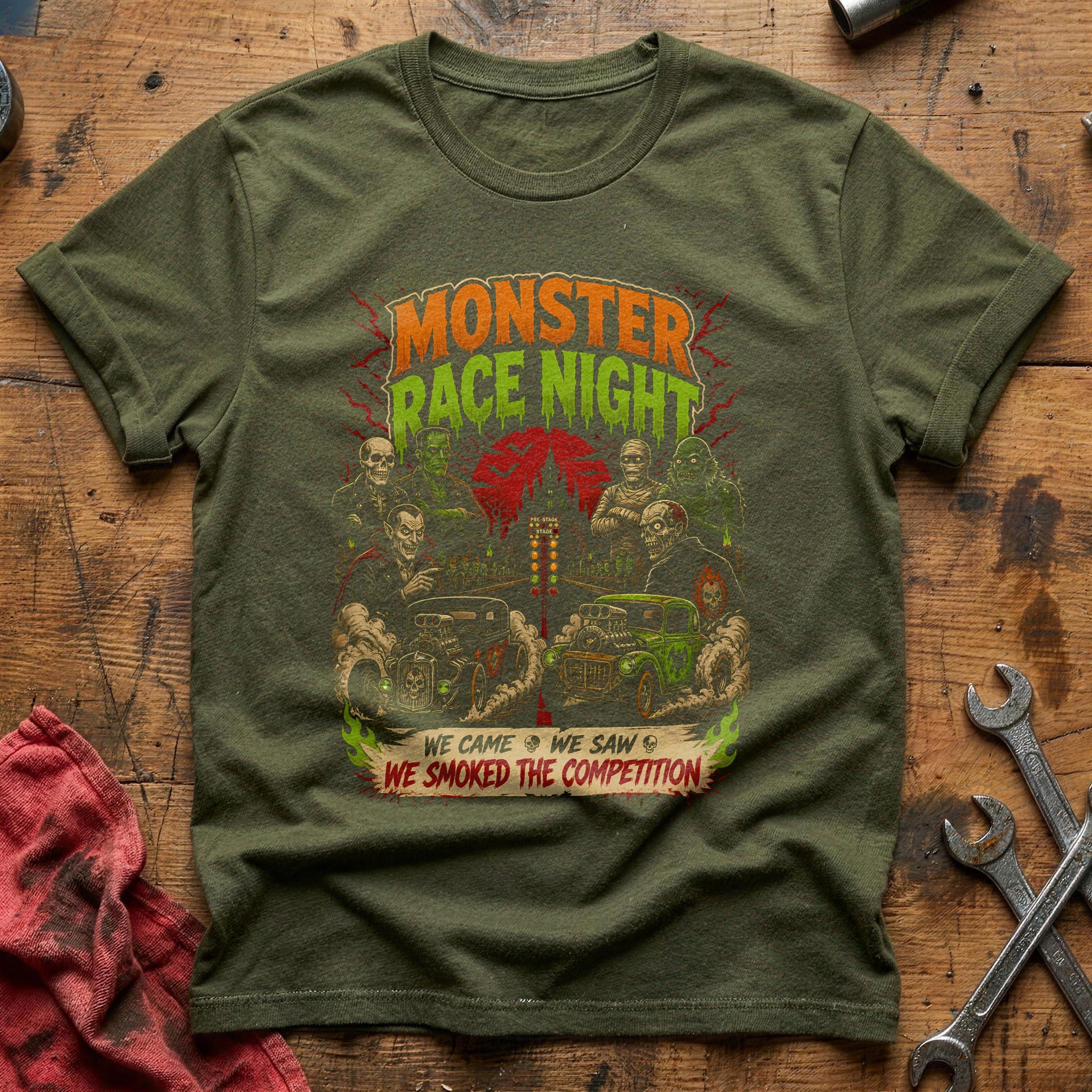 Monster Race Night 54 T-Shirt - Military Green