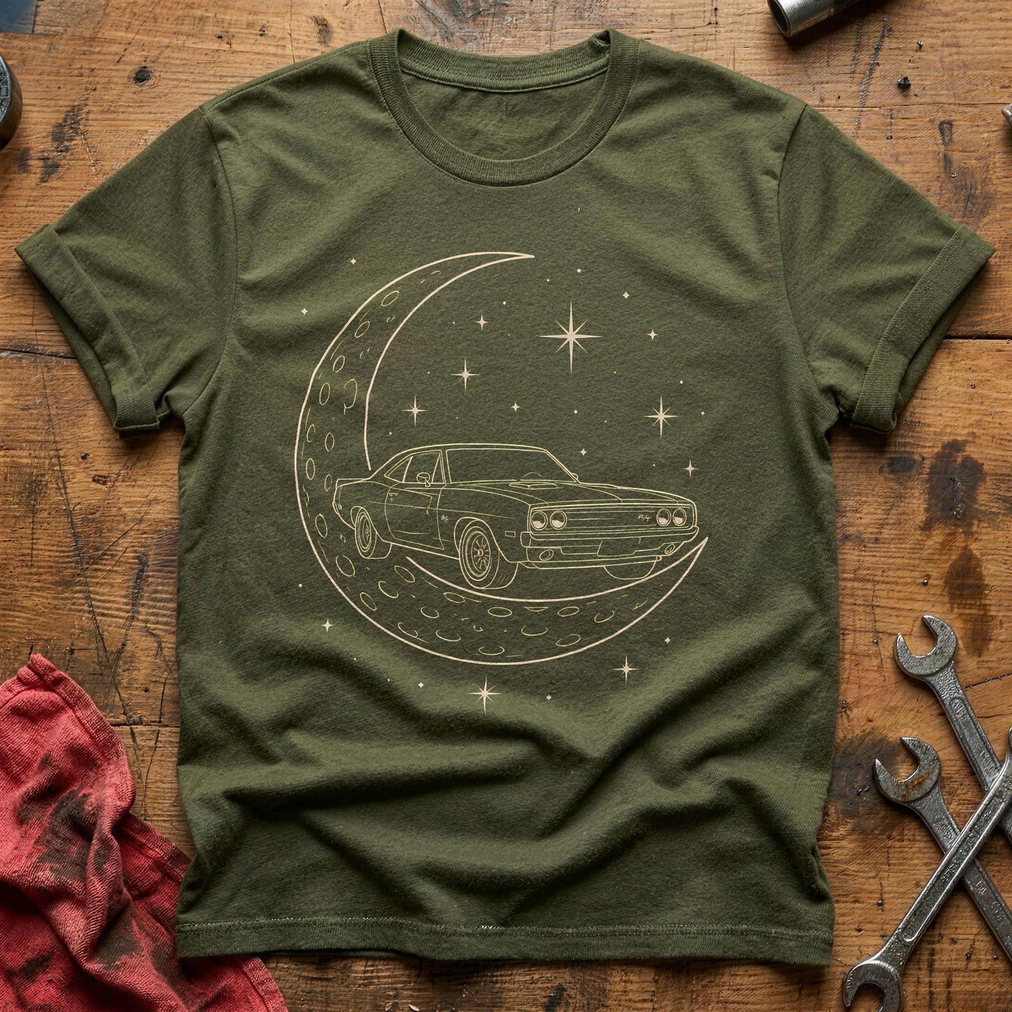Moon Cradle Car 75 T-Shirt - Military Green