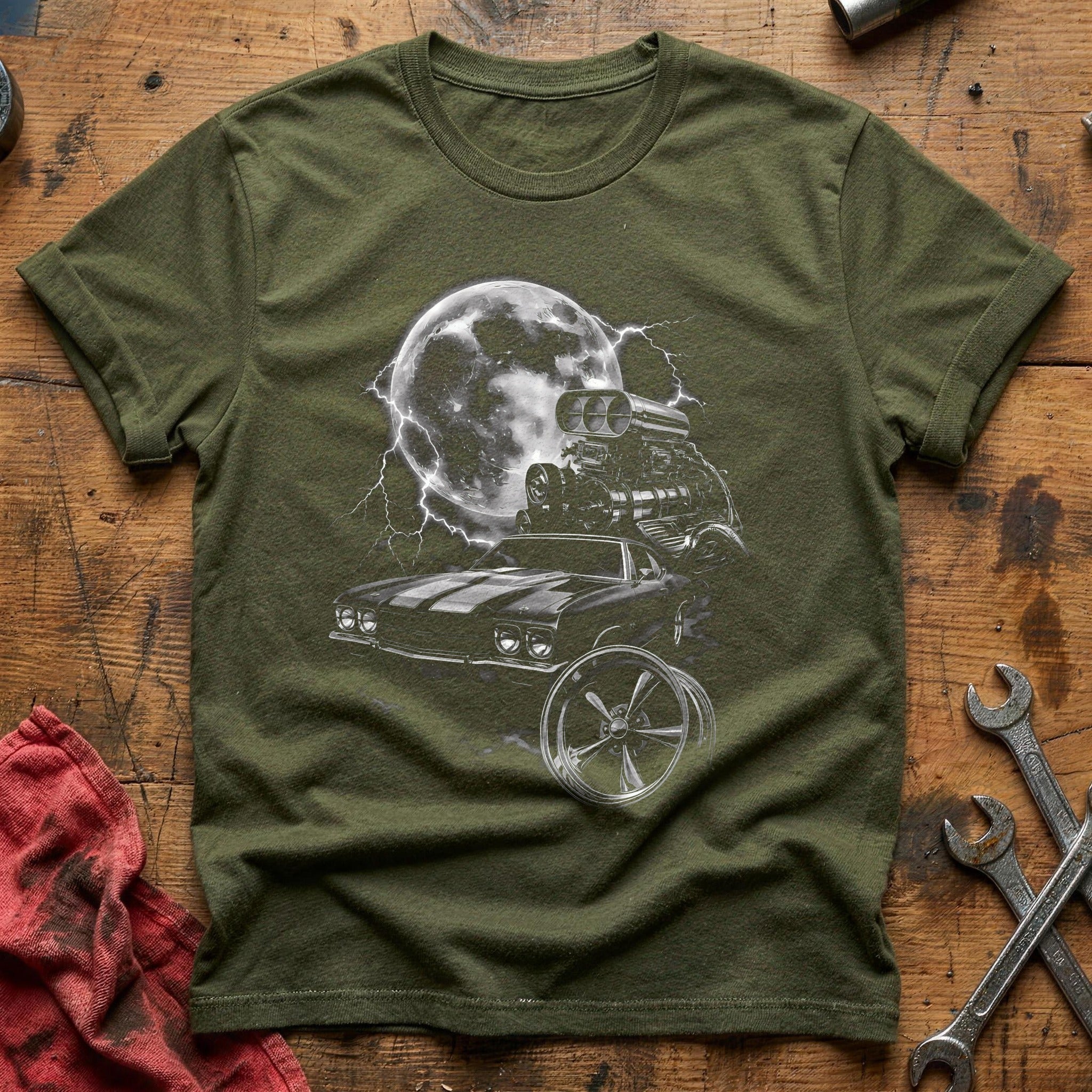 Moon Engine Hot Rod T-Shirt - Military Green