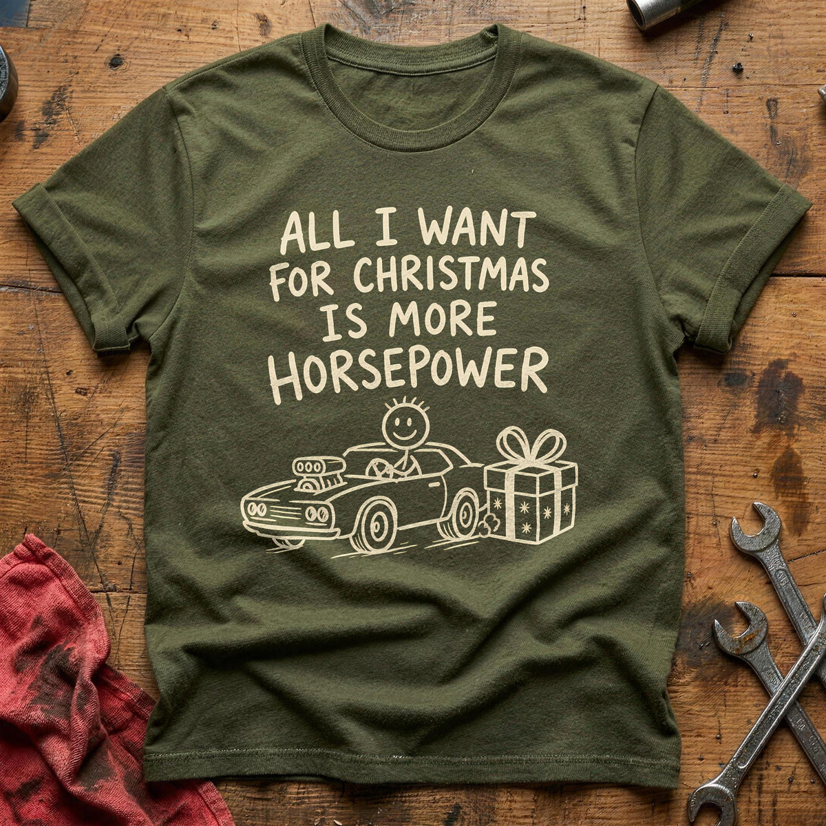 More Horsepower 77 T-Shirt - Military Green
