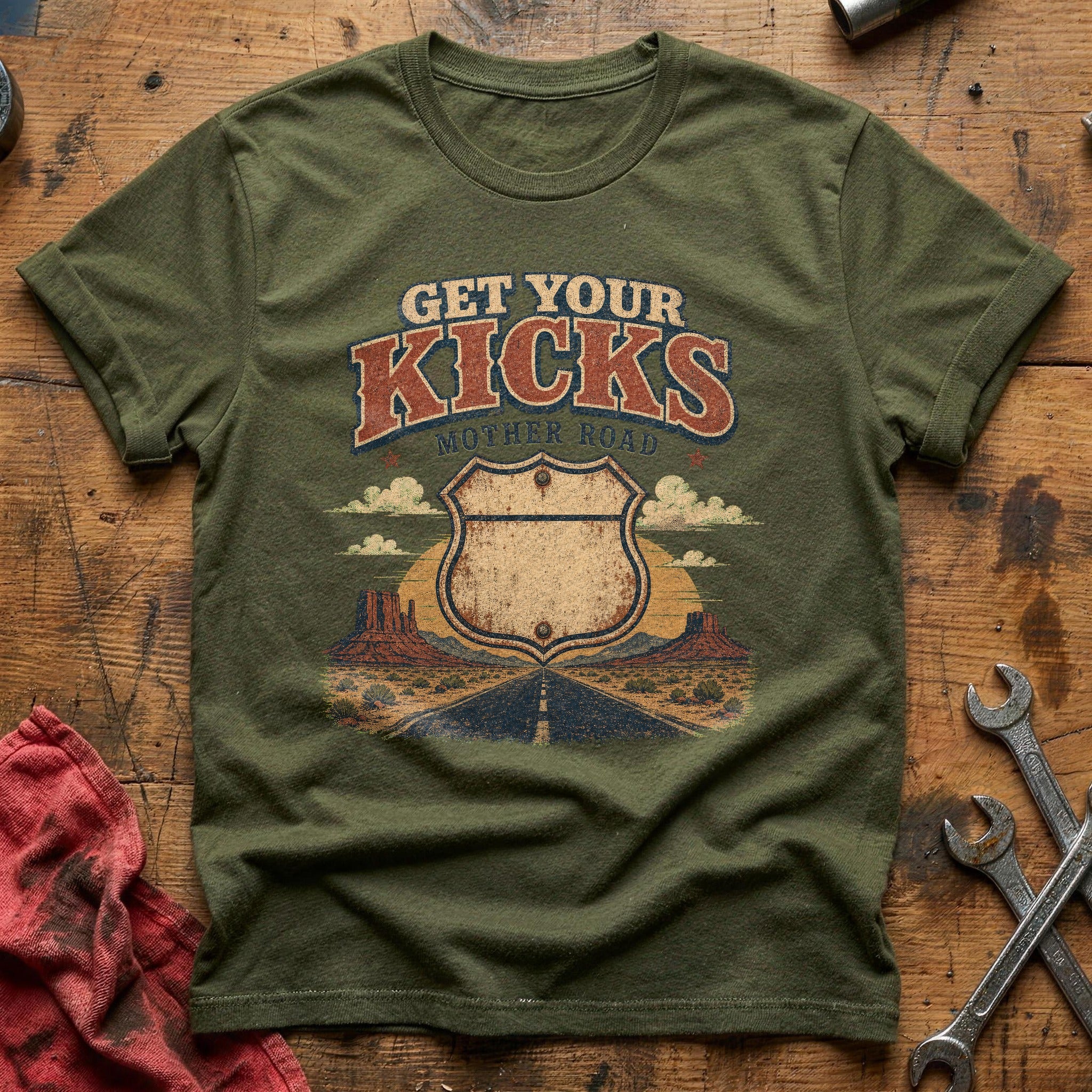Mother Road Miles T-Shirt - Military Green