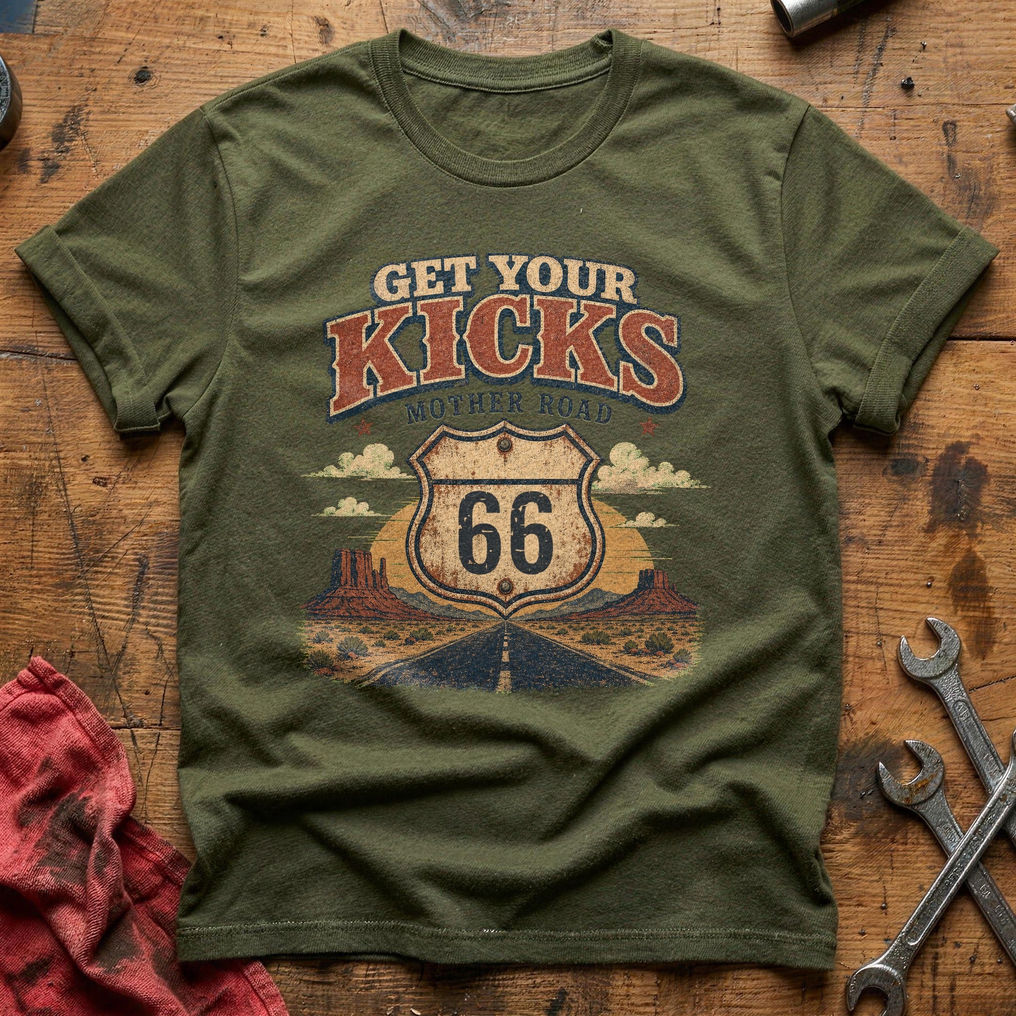 Mother Road Miles T-Shirt - Military Green