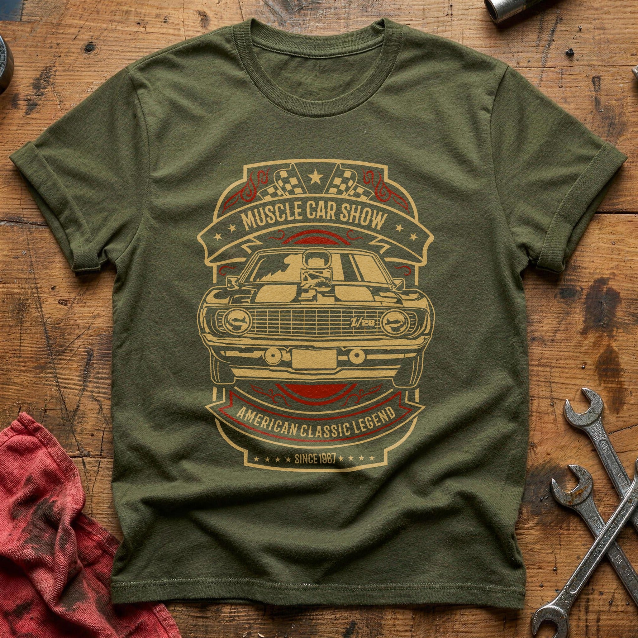 Muscle car show T-Shirt - Military Green