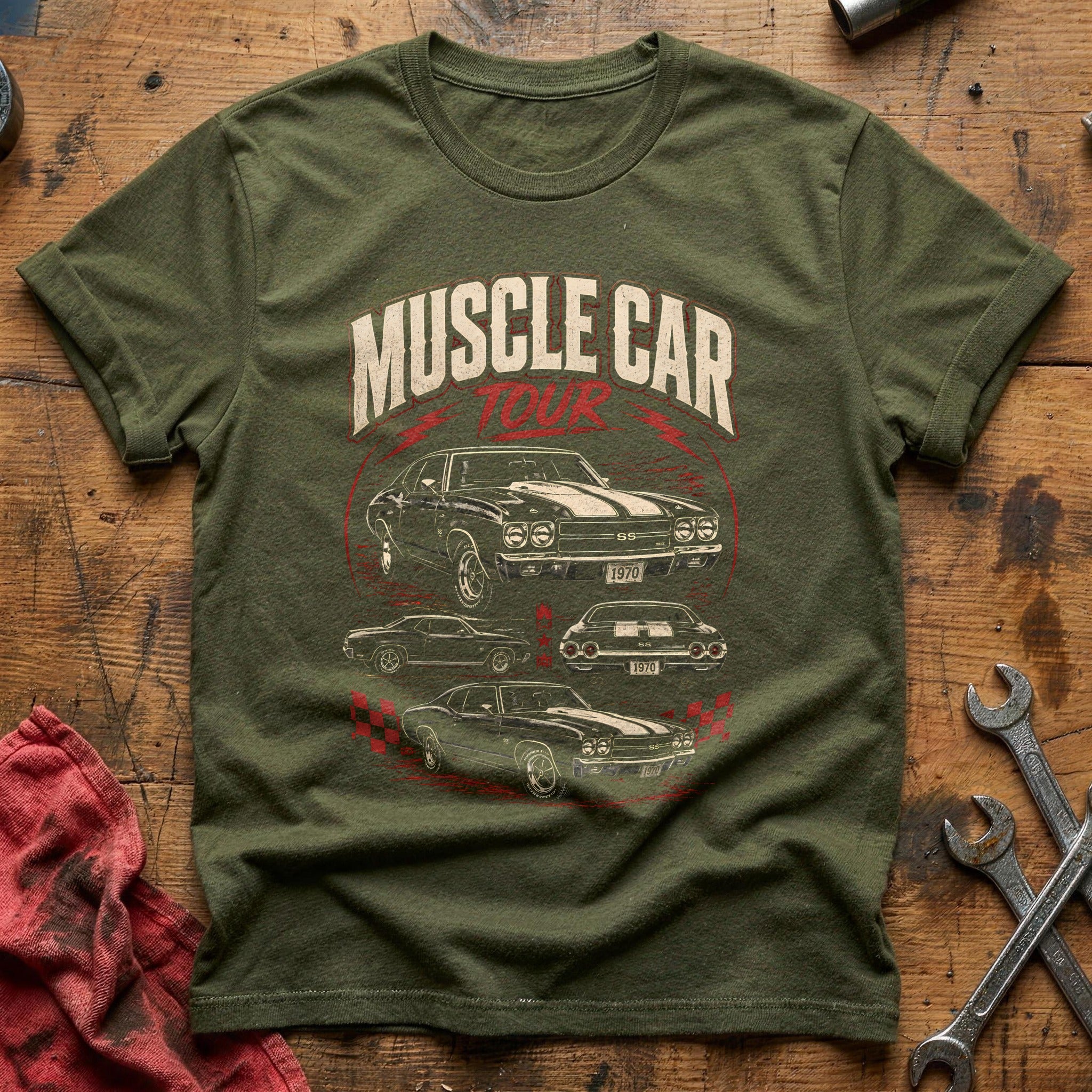 Muscle Car Tour Bootleg 29 T-Shirt - Military Green