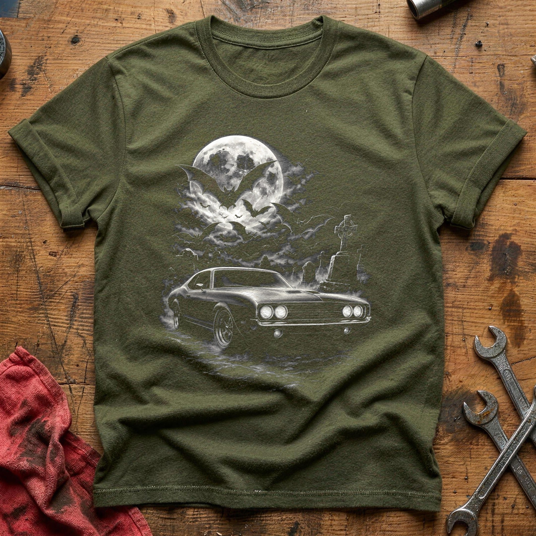 Musclecar Bats Gravestones 49 T-Shirt - Military Green