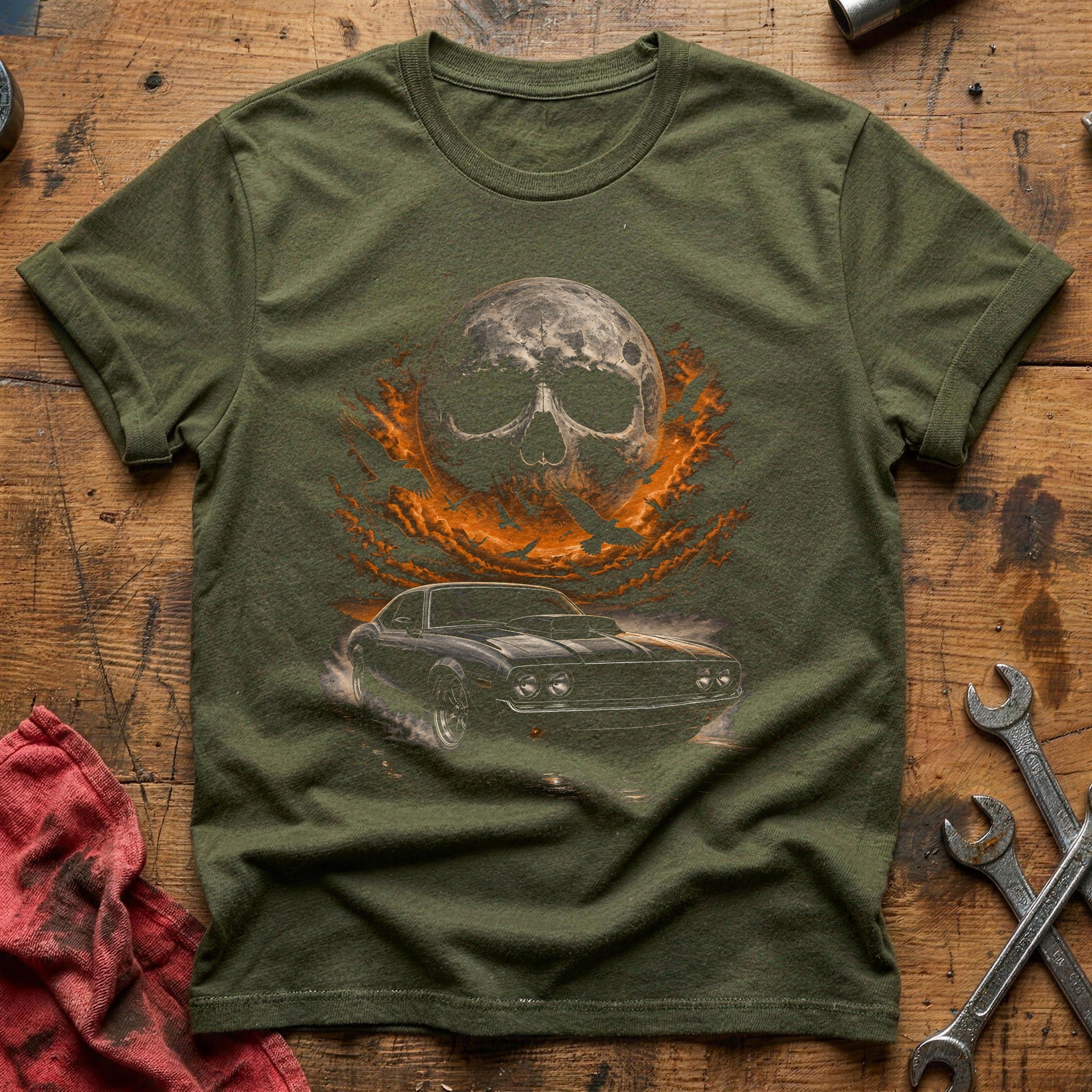 Musclecar Skullmoon Crows 47 T-Shirt - Military Green