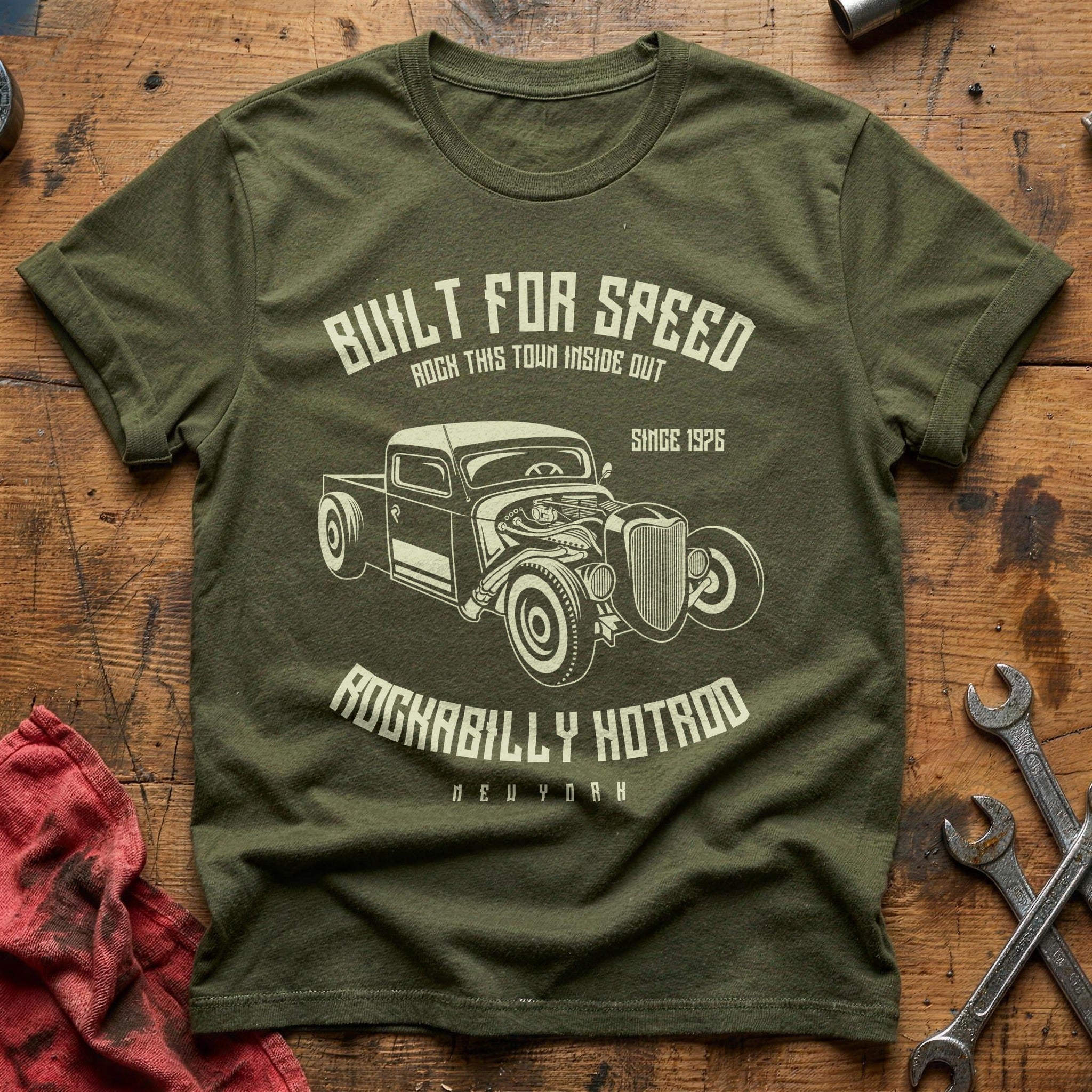 NY rockabilly hotrod T-Shirt - Military Green