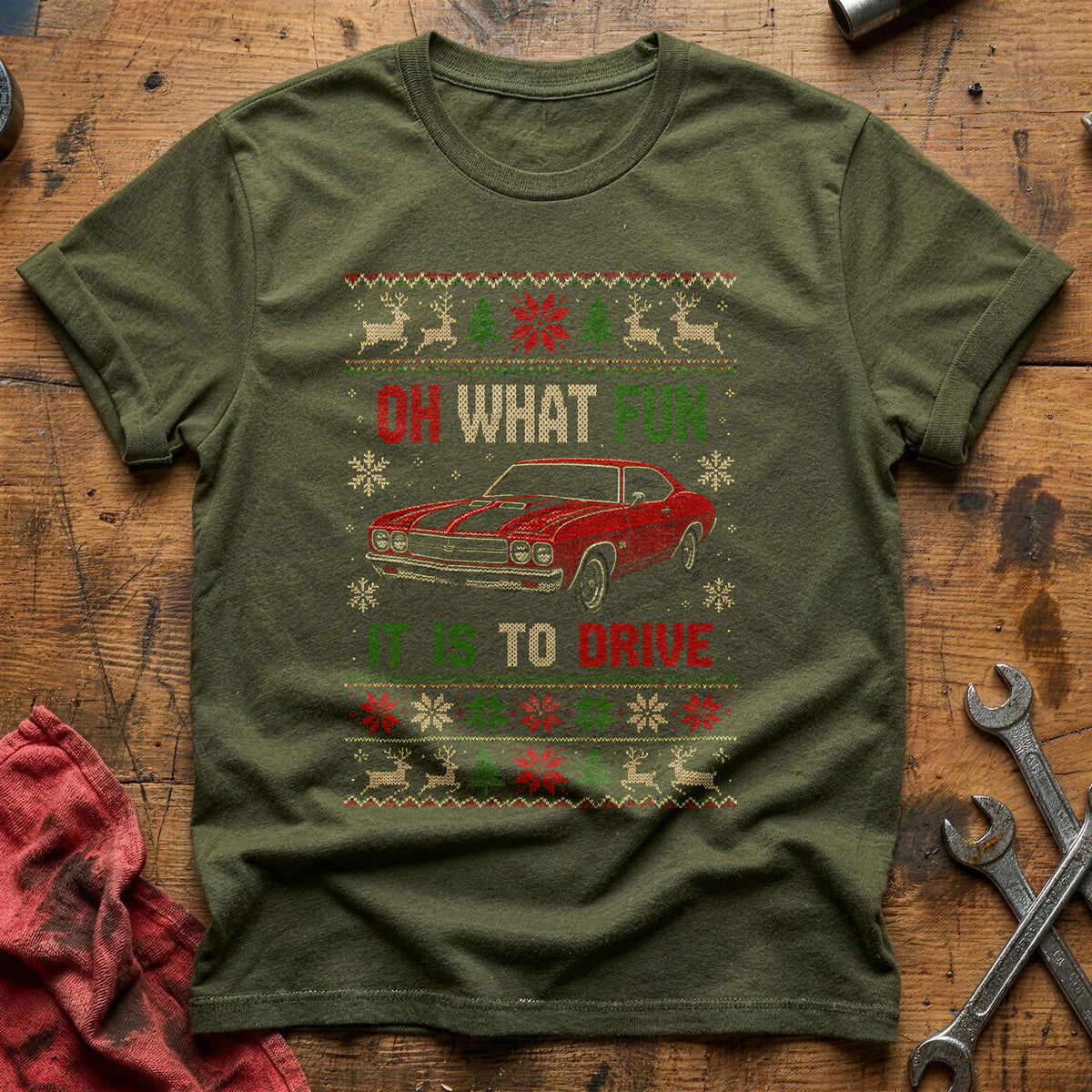Oh What Fun It Is To Drive 58 T-Shirt - Military Green