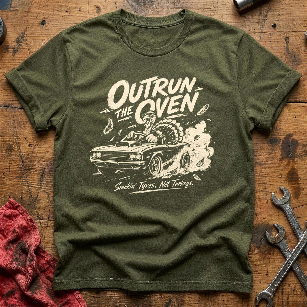 Outrun The Oven 1 T-Shirt - Military Green