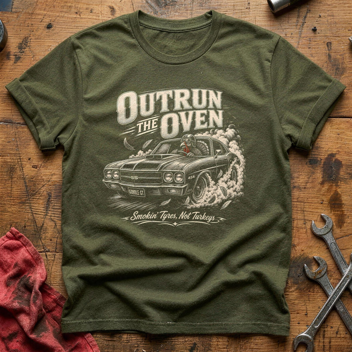 Outrun The Oven 4 T-Shirt - Military Green