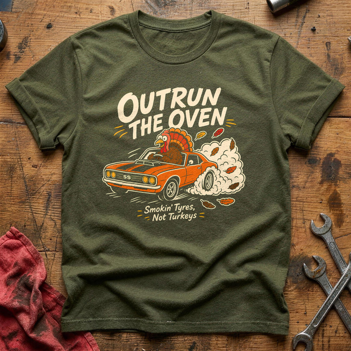 Outrun The Oven 5 T-Shirt - Military Green